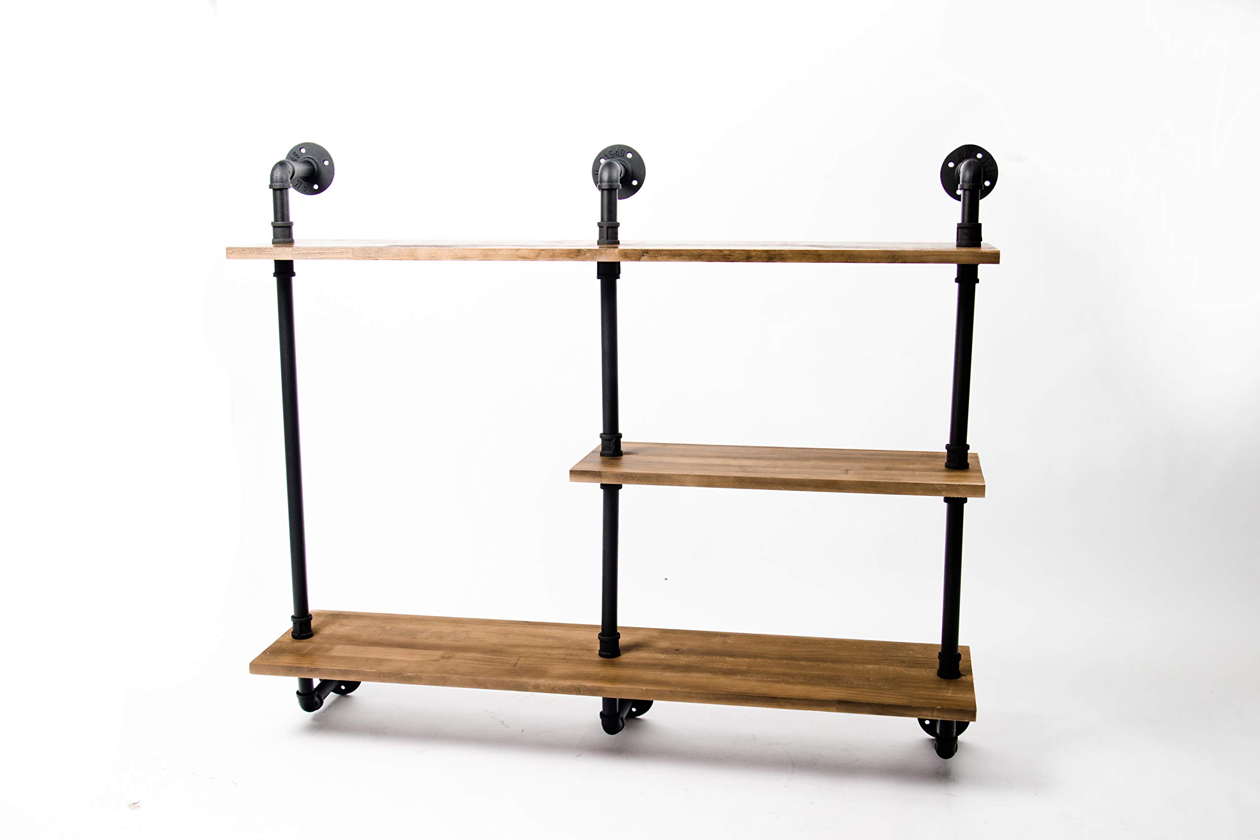 Industrial Iron Water Pipe 3-Tier Wall Mount Shelf - Rustic Pipe Rack for Living Room, Study, Kitchen Storage | Perfect for Books, Decor & Organizing Small Spaces