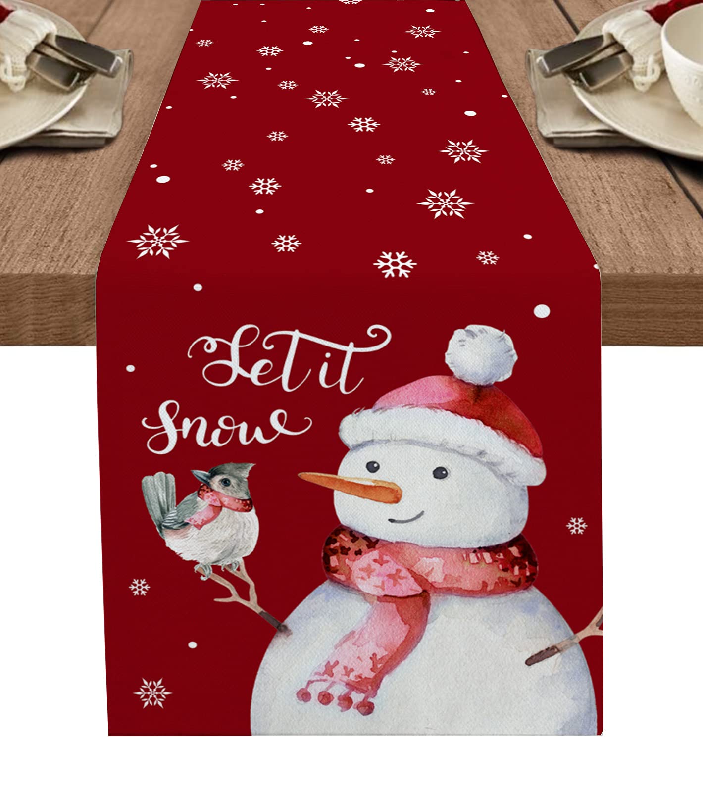 72 Inch Christmas Snowman Table Runner - Festive Winter Dining Table Decor for Kitchen, Living Room & Party | 18x72 Inch Holiday Home Decoration for Xmas & New Year Celebrations