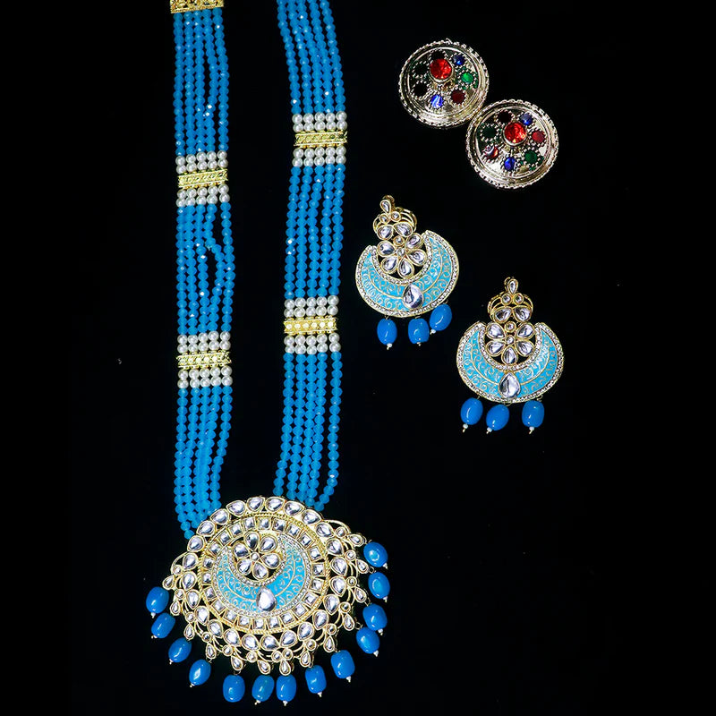 Luxury Gold Plated Royal Kundan Long Necklace for Women - Elegant Indian Bridal Jewelry for Weddings, Parties & Special Occasions