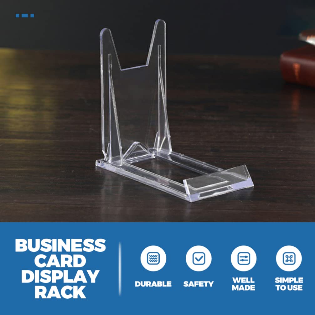 20pcs Clear Plastic Business Card Holder Display Stand - Multipurpose Phone Stand for Car, Shelf & Photo Frame - Perfect for Office, Retail & Home Organization