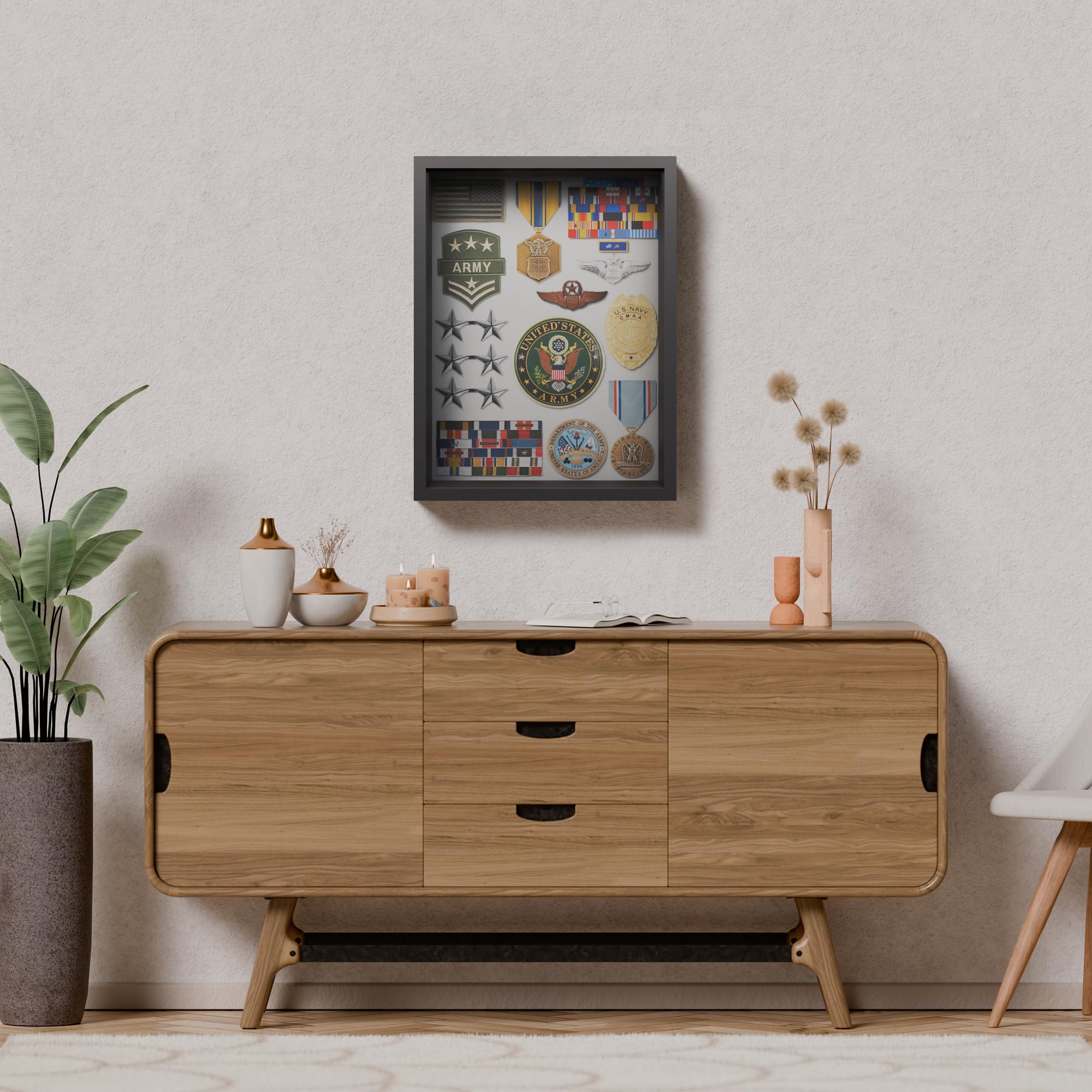 18x24 Black Shadow Box Frame with Tempered Glass Front & Solid Wood Border - 2.5 Inch Deep Display Case for Collectibles, Memorabilia, Posters | Perfect for Home Decor, Office Display, and Art Gallery Showcase