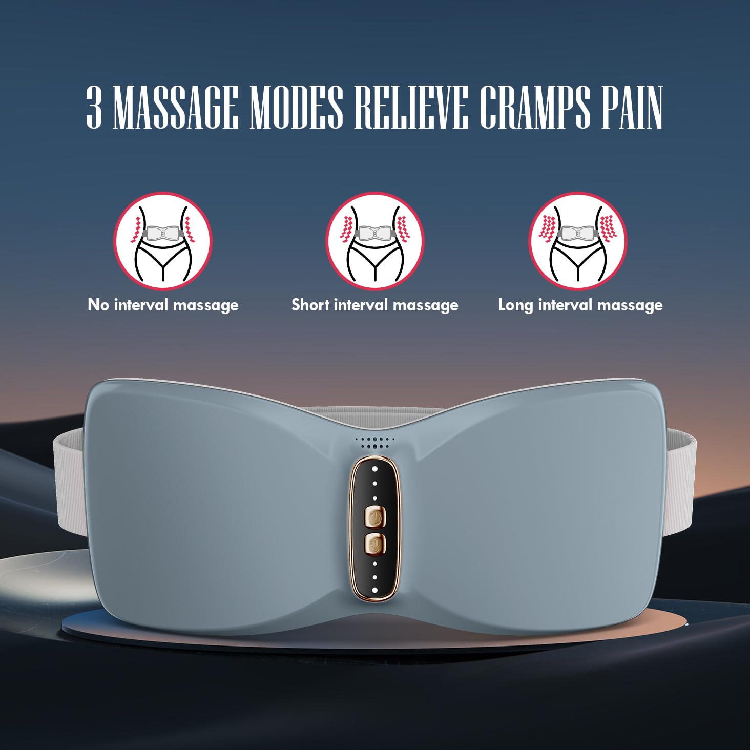 Portable Cordless Heating Pad for Cramps & Pain Relief - Electric Heating Pad with 3 Heat Levels & 3 Vibration Massage Modes - Fast Heating for Belly, Back & Muscle Pain - Perfect for Period Cramps, Backaches & Relaxation at Home or Office