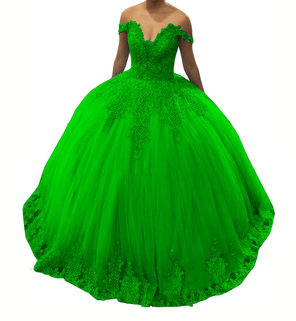 Yuki Isabelle Women's Off Shoulder Quinceañera Dress with Lace Appliques & Sequins - Elegant Birthday Party Gown for Sweet 16, Prom, Formal Events & Special Occasions