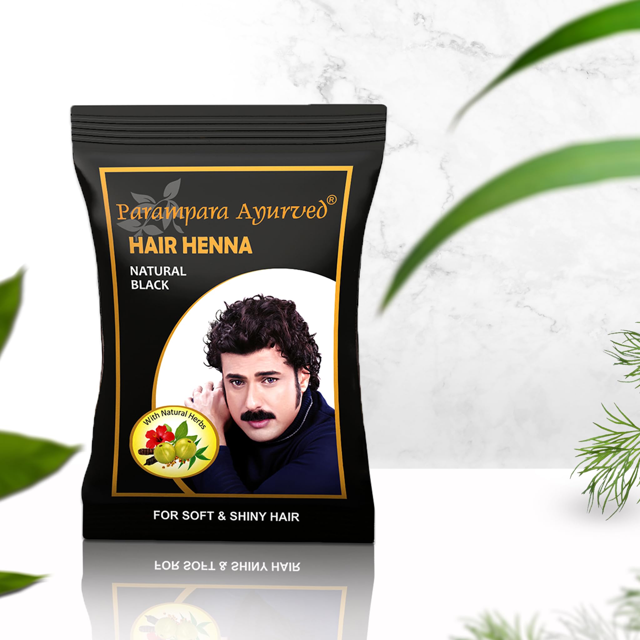 Natural Black Hair Dye Henna Powder - Chemical-Free Herbal Hair Color for Men & Women | Ayurvedic Blend with Coffee, Methi, Amla, Bhringraj, Hibiscus, Shikakai & Reetha | 20g (Pack of 5) | 100g Total | Safe for Gray Coverage & Hair Conditioning at Home