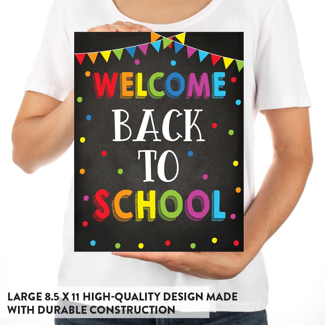 8.5x11 Inch Welcome Back to School Motivational Posters for Classroom & Homeschool - Andaz Press Teacher Wall Art Decor with Inspirational Quotes (1-Pack, Unframed) - Perfect for Bulletin Boards, Study Rooms & Kids' Learning Spaces