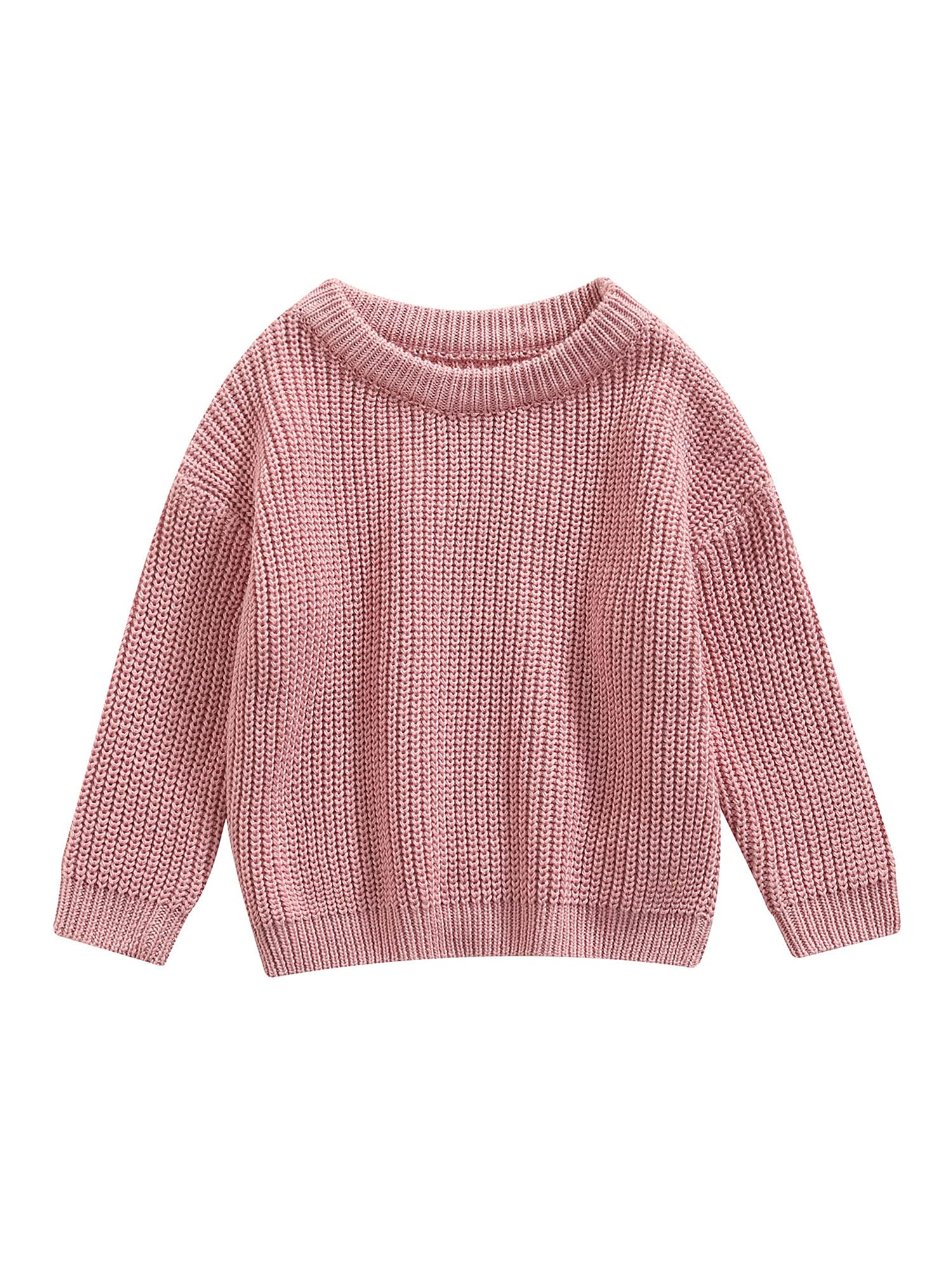 KMBANGI Newborn Baby Girl & Boy Solid Color Crewneck Sweater - Soft Long Sleeve Knit Pullover for Fall & Winter - Perfect for Family Photos, Holiday Outfits & Cozy Indoor Wear