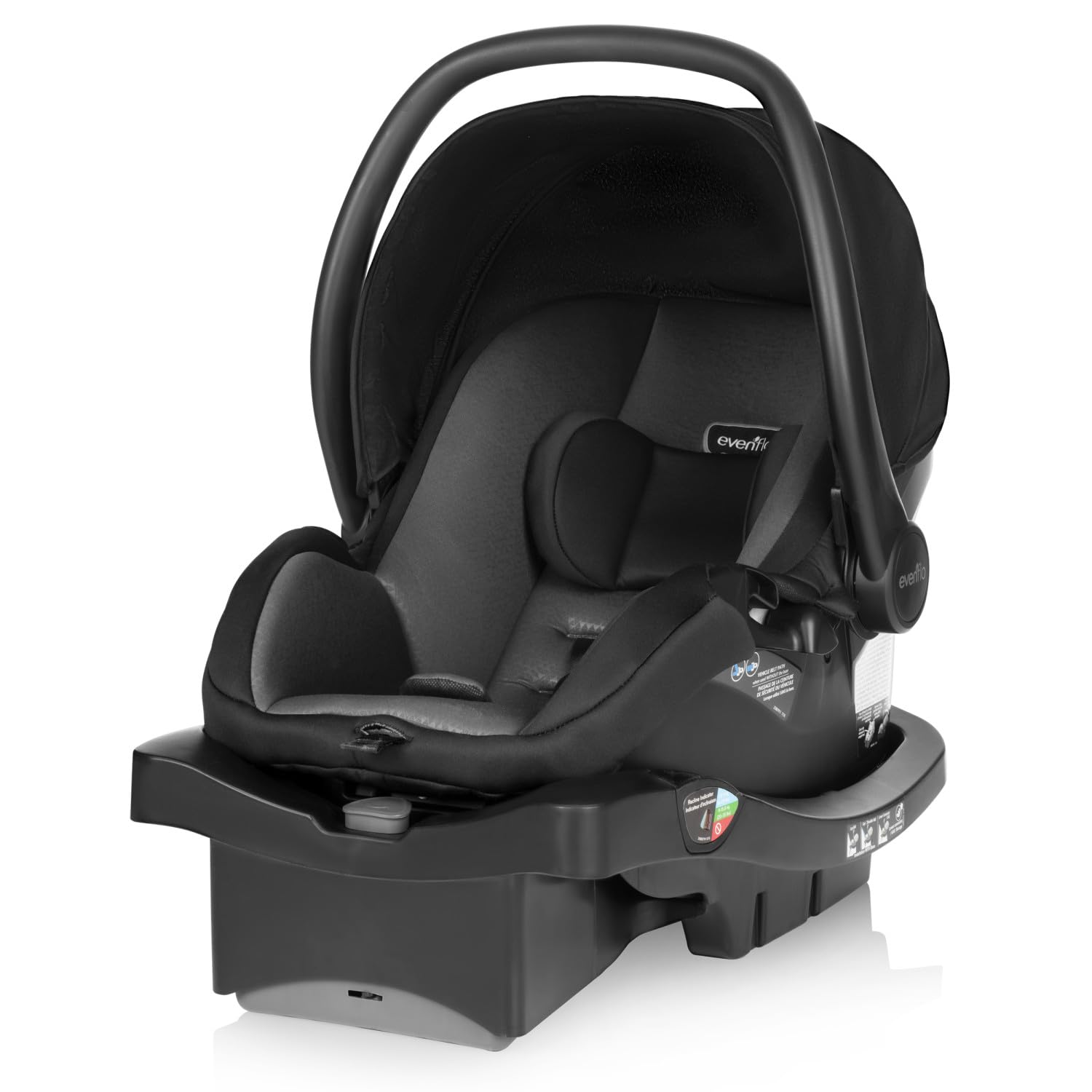 Evenflo LiteMax 35 Infant Car Seat - Lightweight & Safe for Extended Use - Knoxville Gray - Belt Lock-Off & Ergonomic Handle - Perfect for Newborns & Travel