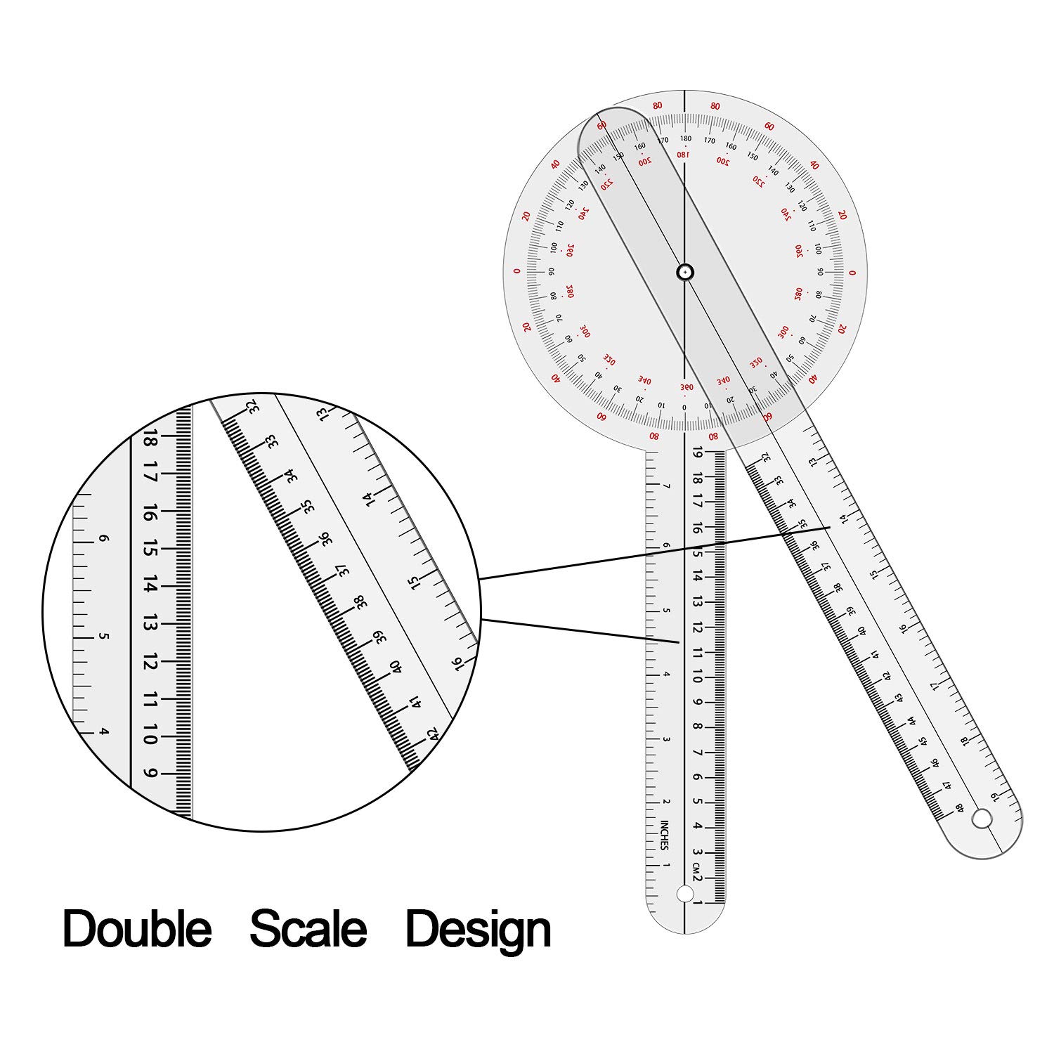 OIIKI 7PCS Goniometer Set - 6/8/12inch Angle Measurement Tool, 8inch Spinal Goniometer, 6inch 180 Degree Protractor, Finger Joint Goniometer & Measuring Tape for Physical Therapy, Occupational Therapy, and Medical Training