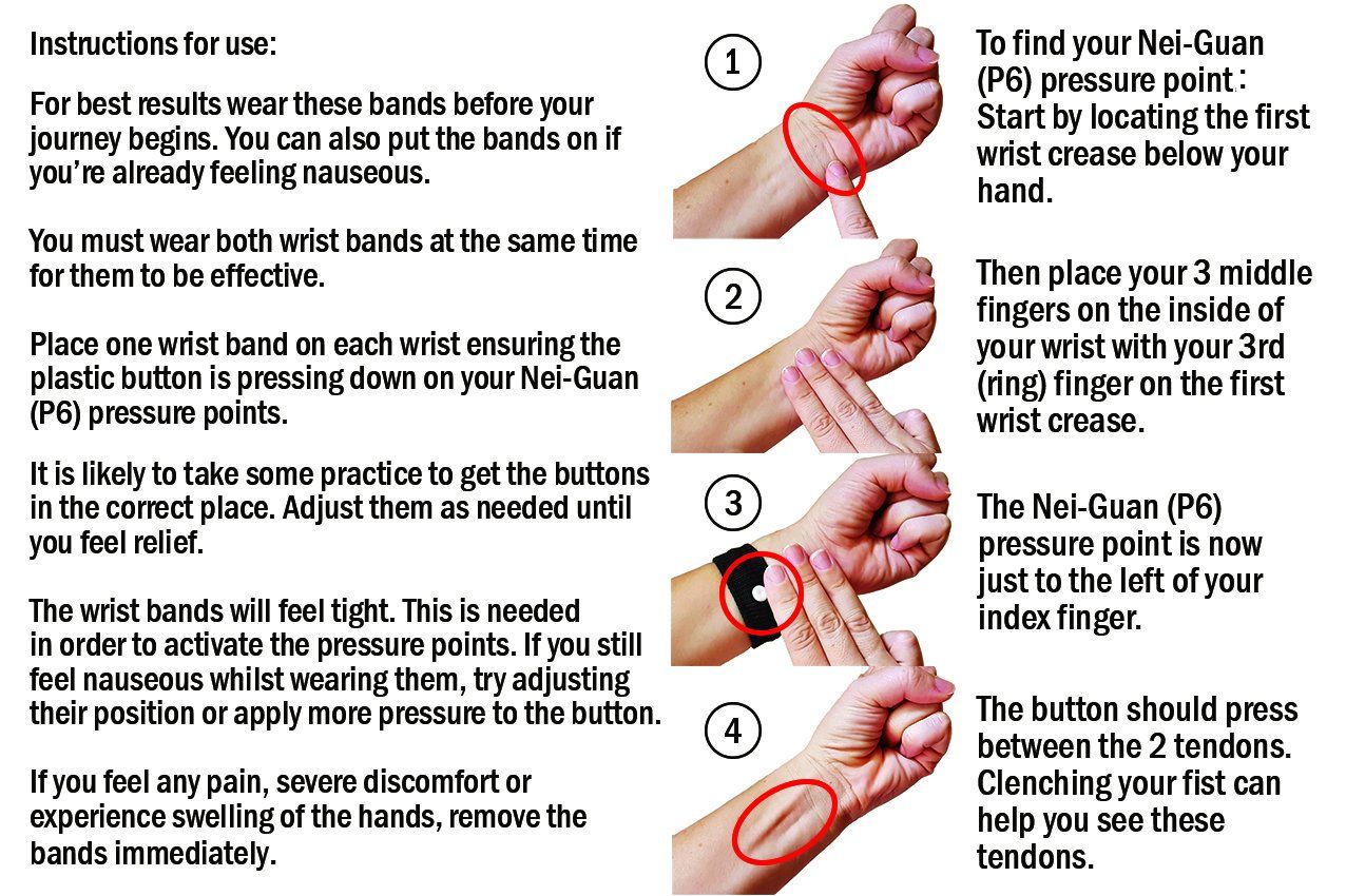 Anti Nausea Wristbands for Motion Sickness Relief - Acupressure Bands for Adults & Kids - Travel, Car, Boat & Pregnancy Use