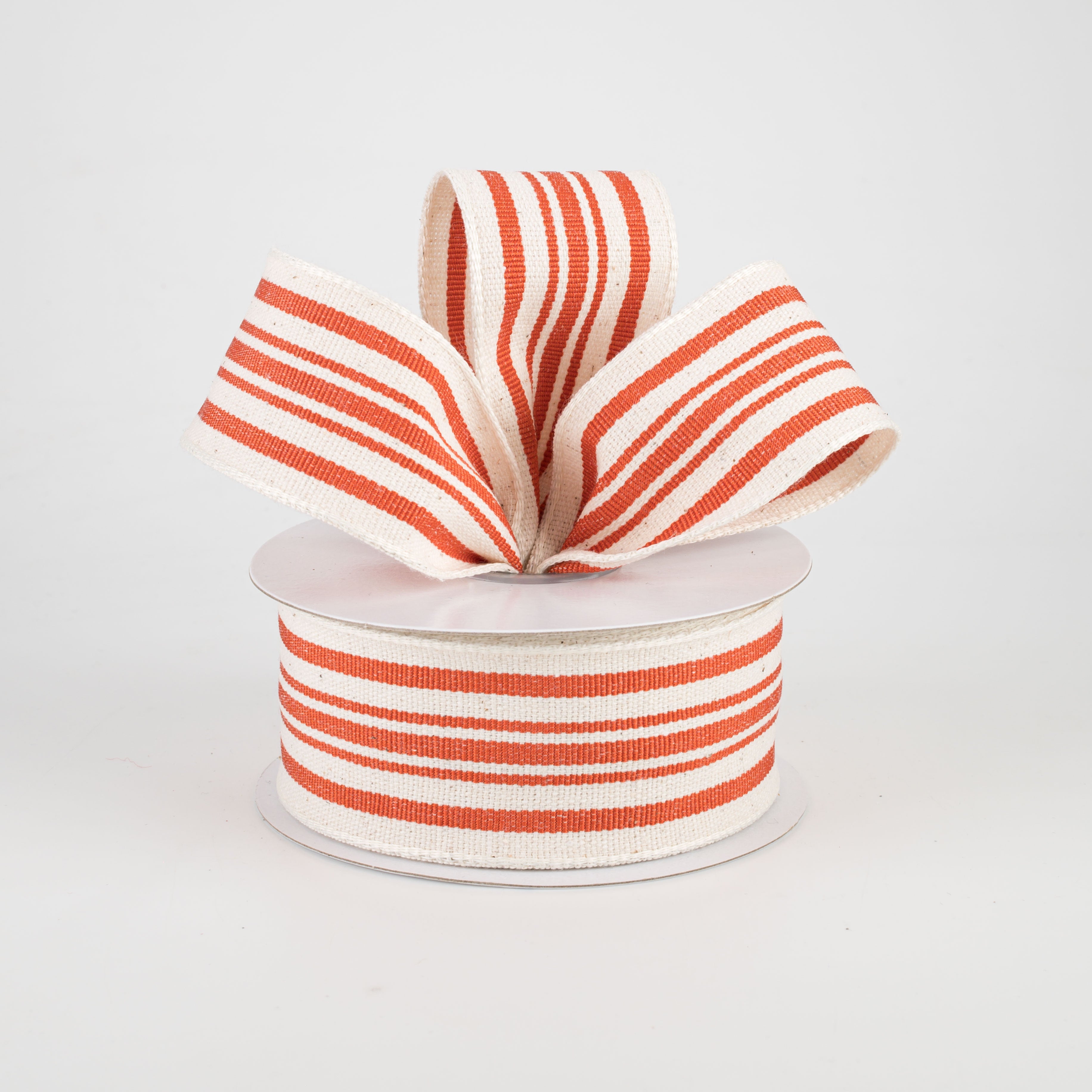 1.5 Inch French Ticking Stripe Ribbon - Ivory & Orange (10 Yards) for DIY Crafts, Gift Wrapping, and Home Decor