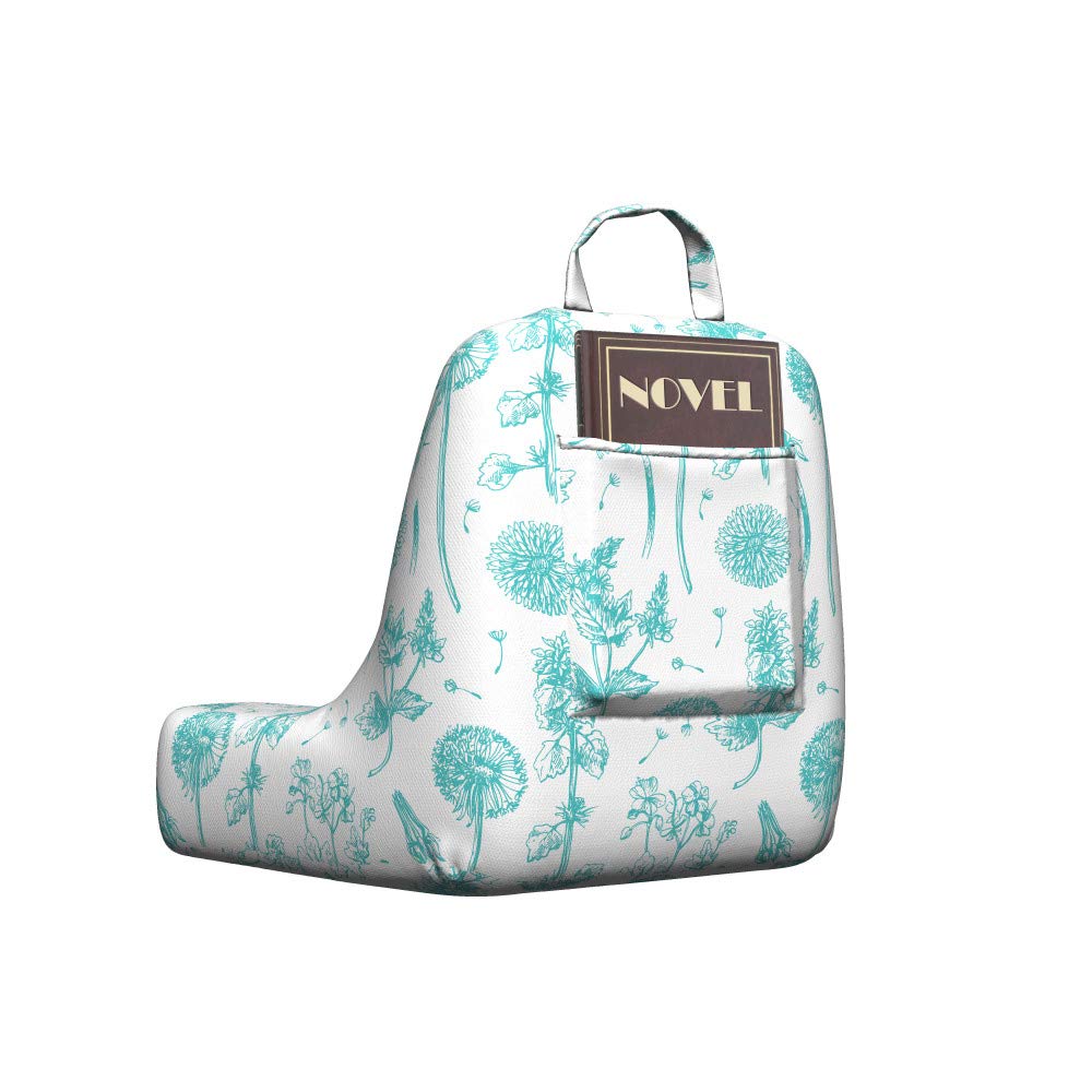 Ambesonne Floral Reading Pillow Cover - Hand Drawn Wildflower Design on Plain Background, Soft Fabric Bed Rest Case (Small, Cadet Blue & White) - Perfect for Reading, Lounging & Home Decor