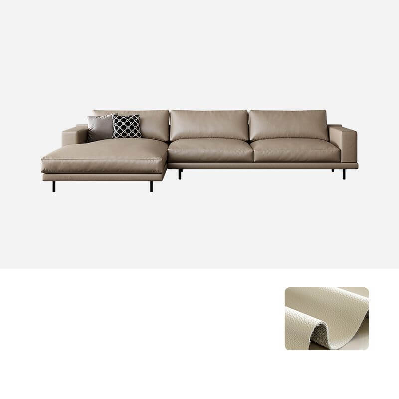 L-Shaped Sectional Sofa with Chaise Lounge in Auburn - Left-Facing Design for Living Room, Home Theater & Small Spaces