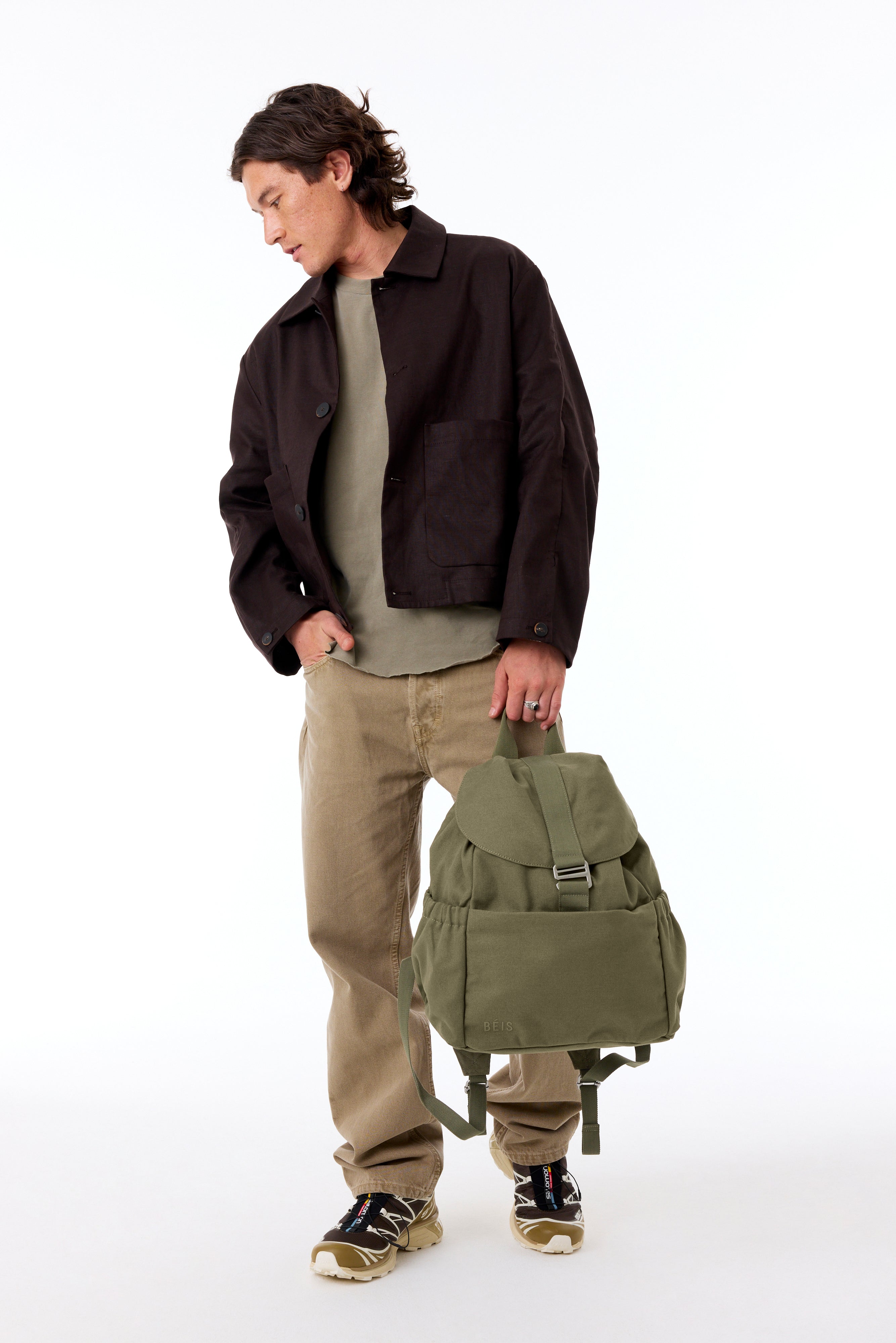 Durable Olive Green Rucksack Backpack for Hiking, Travel & Outdoor Adventures | Waterproof & Lightweight
