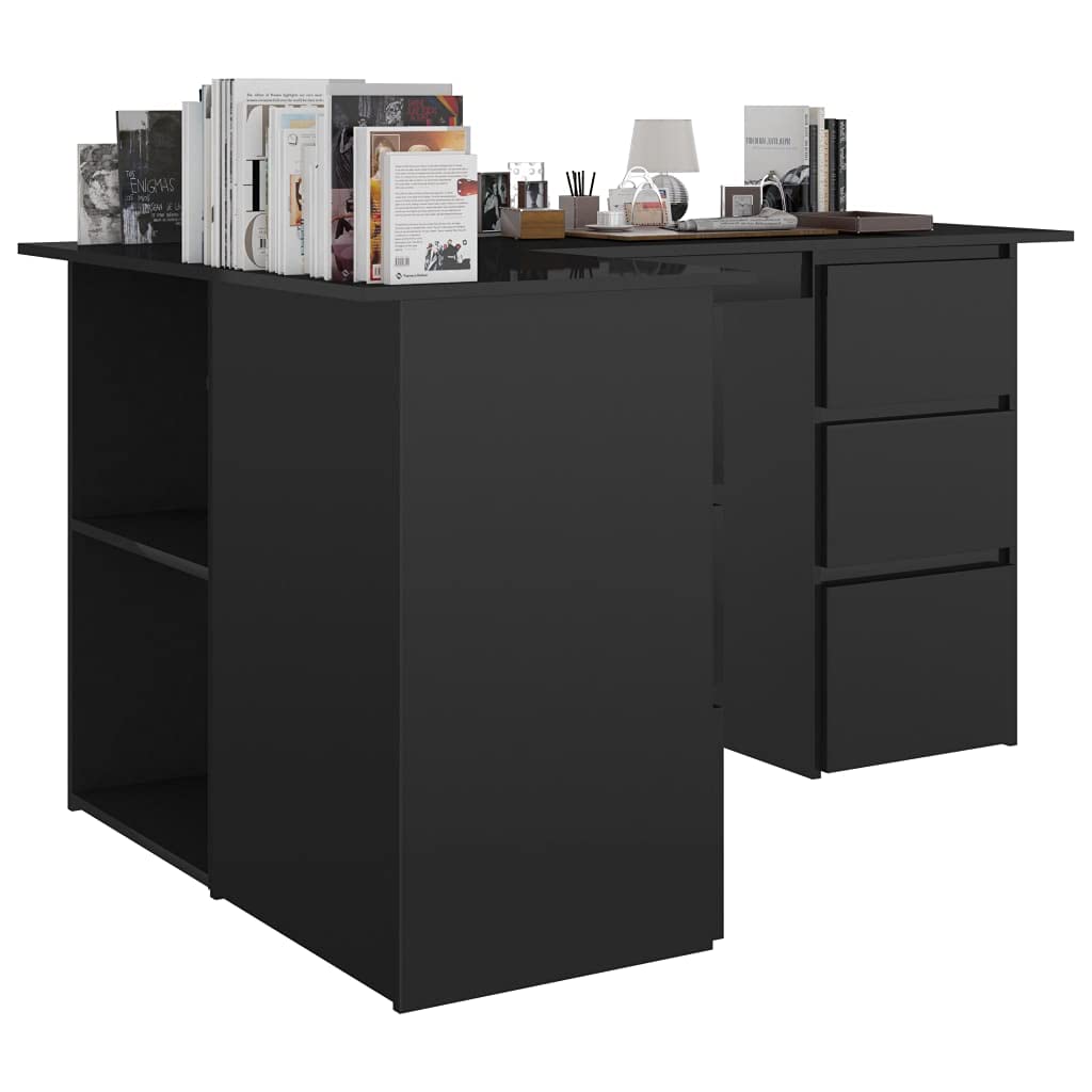 L-Shaped Corner Desk with Storage - 57.1
