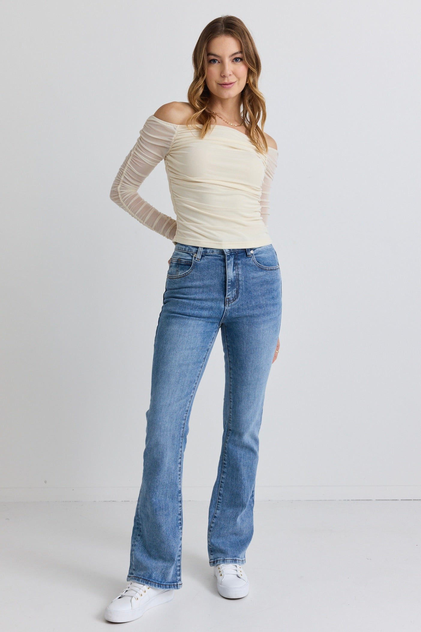 True Blue High Rise Flare Jeans for Women - Vintage 70s Inspired Denim Pants - Perfect for Casual Outfits, Date Nights & Boho Style