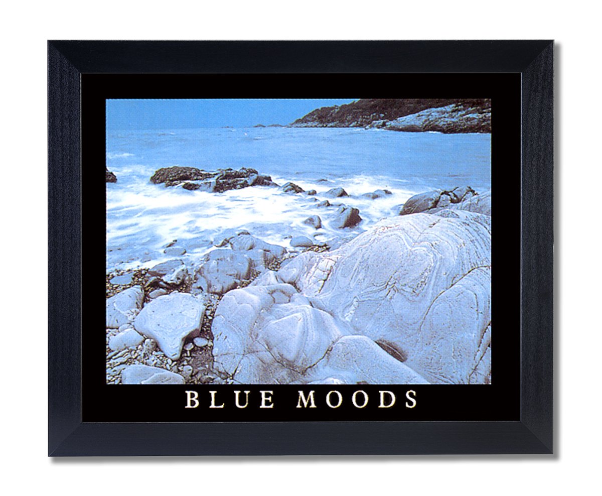 Ocean Lake Shore Beach Wall Decor - Black Framed Landscape Art Print for Coastal Living Room, Bedroom or Office