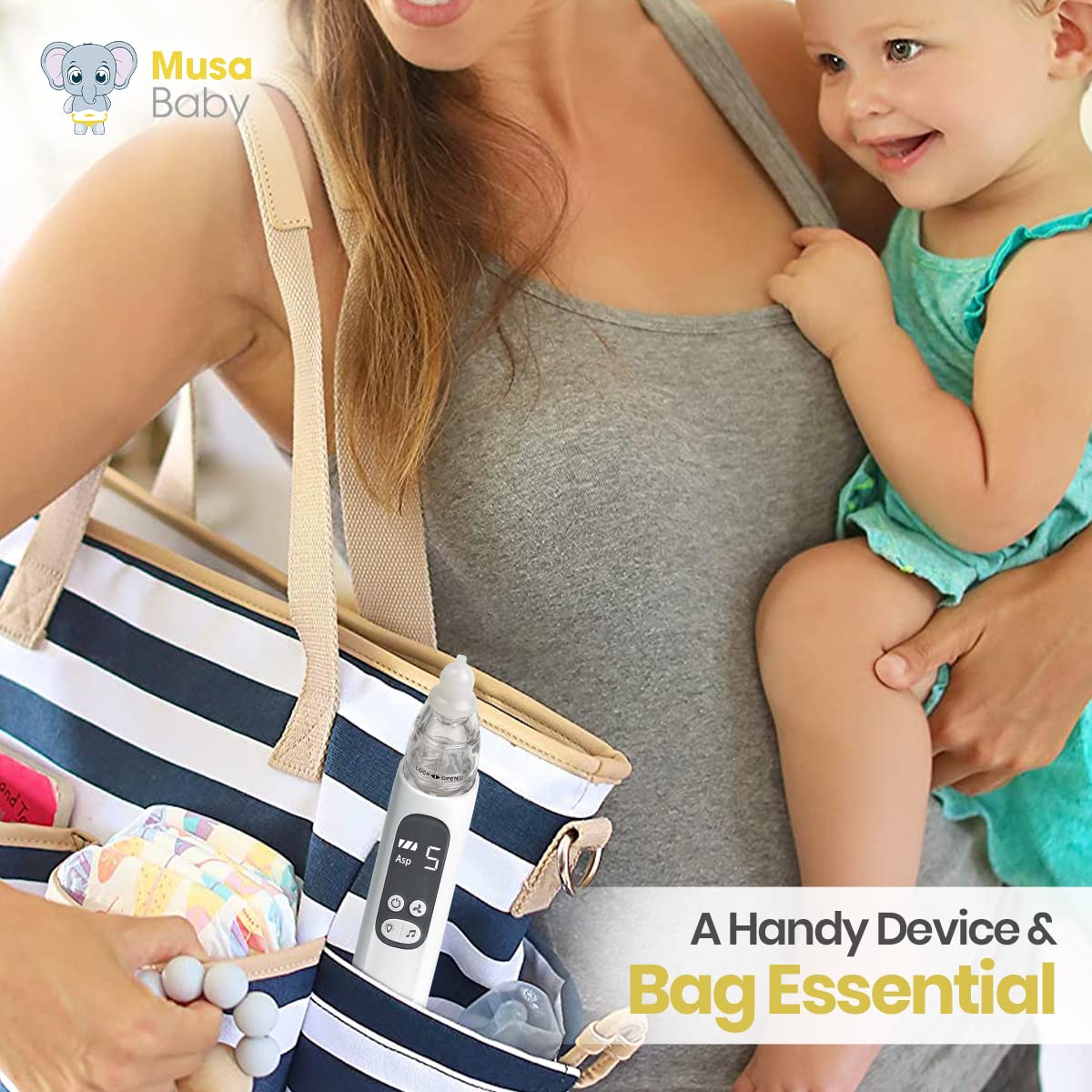 Electric Baby Nasal Aspirator - Automatic Mucus Suction with Soft Silicone Tip, Gentle Booger Remover for Infants & Toddlers, Portable Snot Vacuum for Newborns & Kids (White) - Perfect for Congestion Relief at Home & Travel