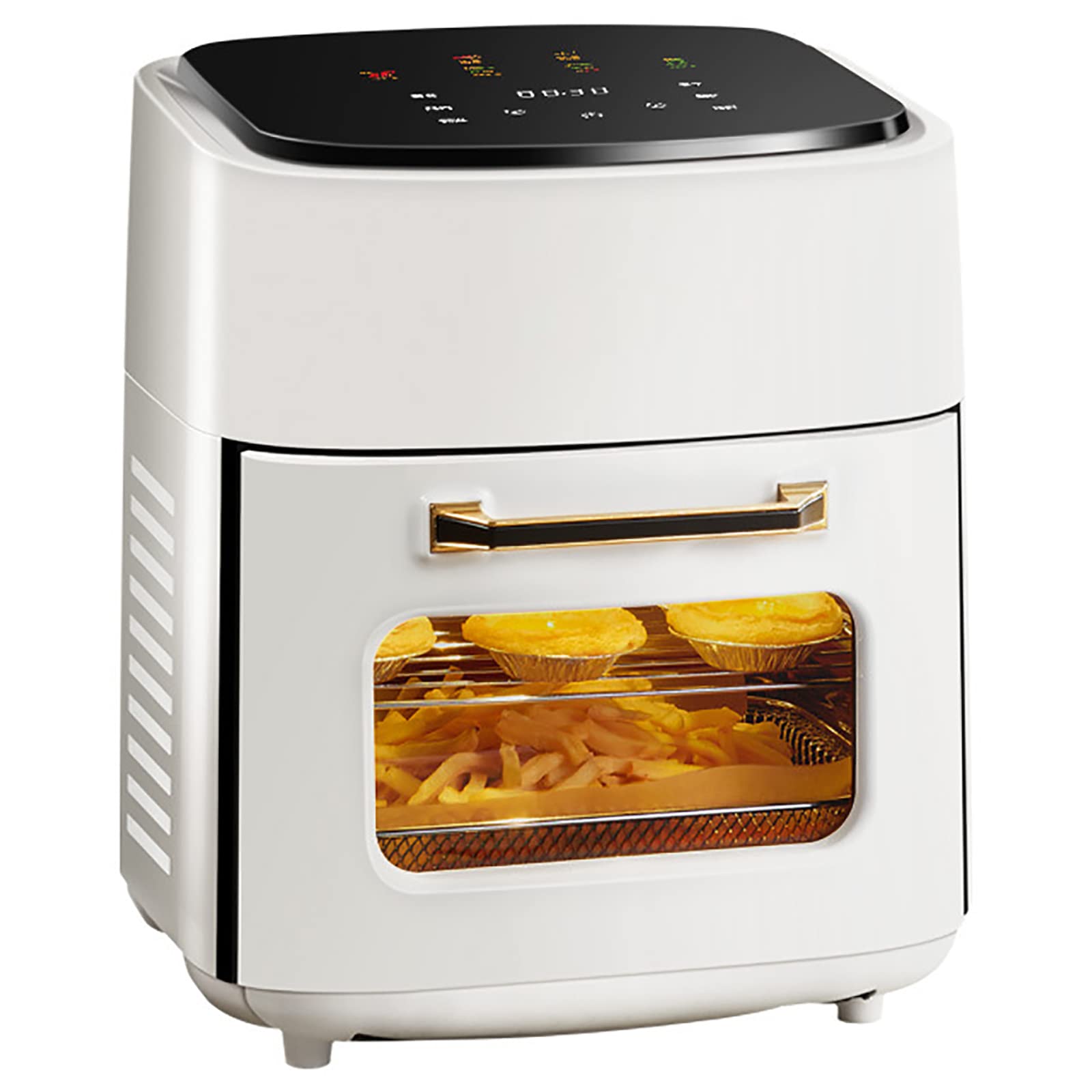 5-in-1 Digital Air Fryer Oven with Rapid Air Circulation - 15L 1400W Oil-Free LED Screen, Nonstick Basket, 60-Min Timer & Temp Control - Perfect for Healthy Cooking, Baking, Roasting, Grilling & Reheating - White