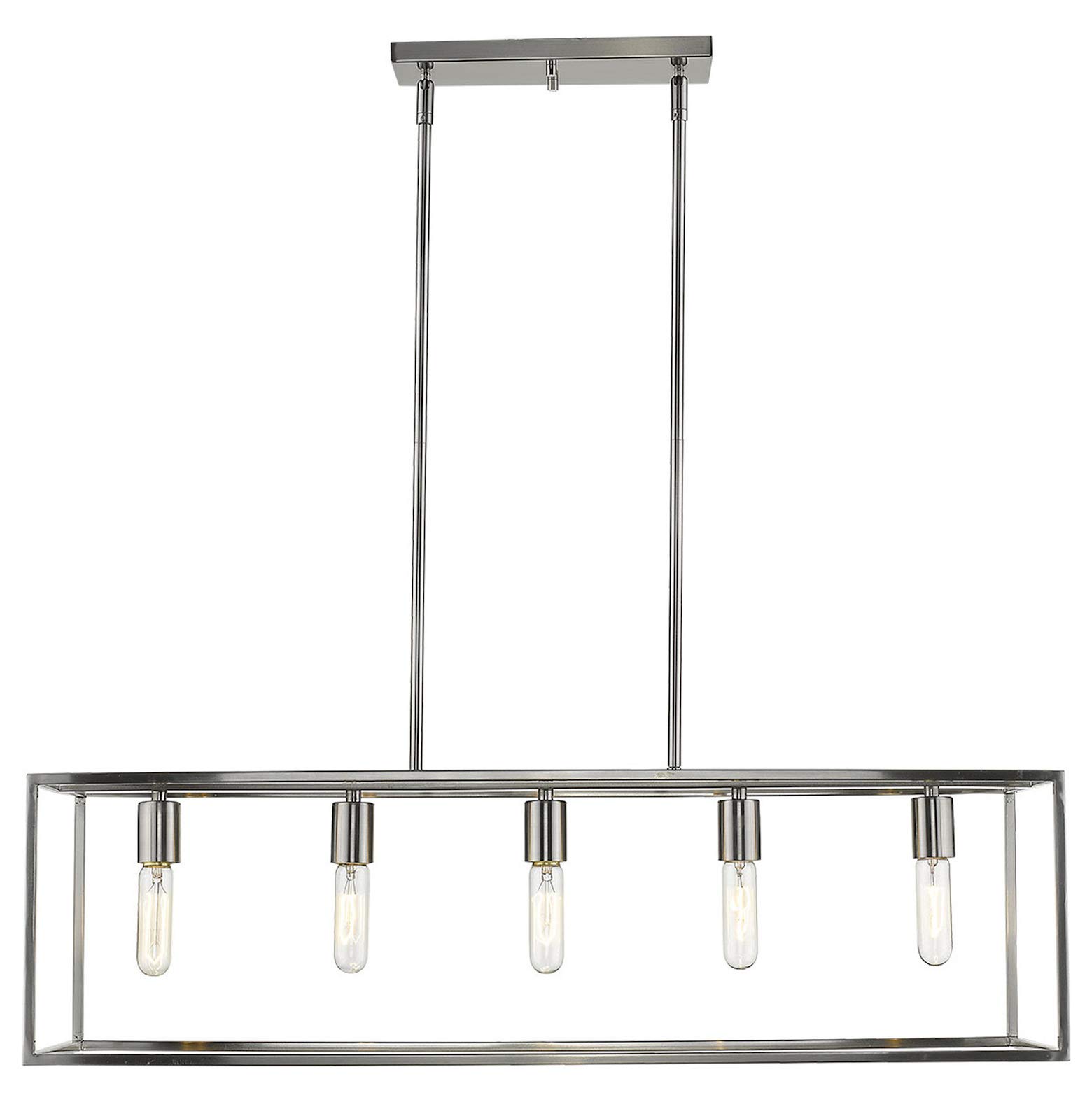 5-Light Modern Island Pendant Light Fixture in Satin Nickel Finish - Perfect for Kitchen Island, Dining Room, and Bar Lighting