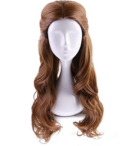Deifor Long Brown Wavy Synthetic Hair Wig with Braided Updo Buns for Women - Perfect for Cosplay, Halloween Costumes & Daily Fashion (Light Brown)