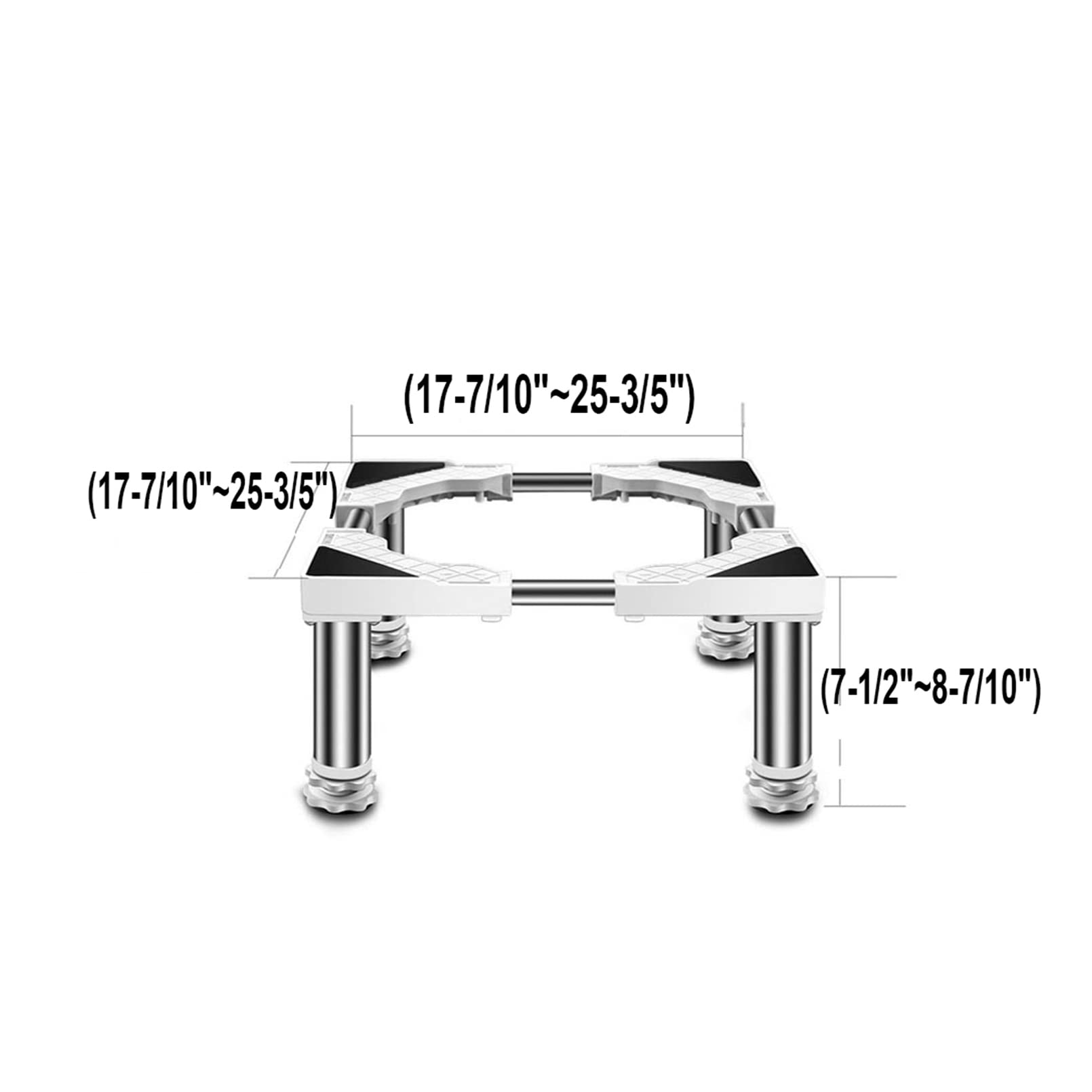 Adjustable Refrigerator Stand with 4 Strong Feet - 3.9/5.9/7.8in Height & 17.7-25.5in Width - Universal Washer Dryer Pedestal Base (White) - Perfect for Laundry Room, Kitchen & Small Spaces Organization
