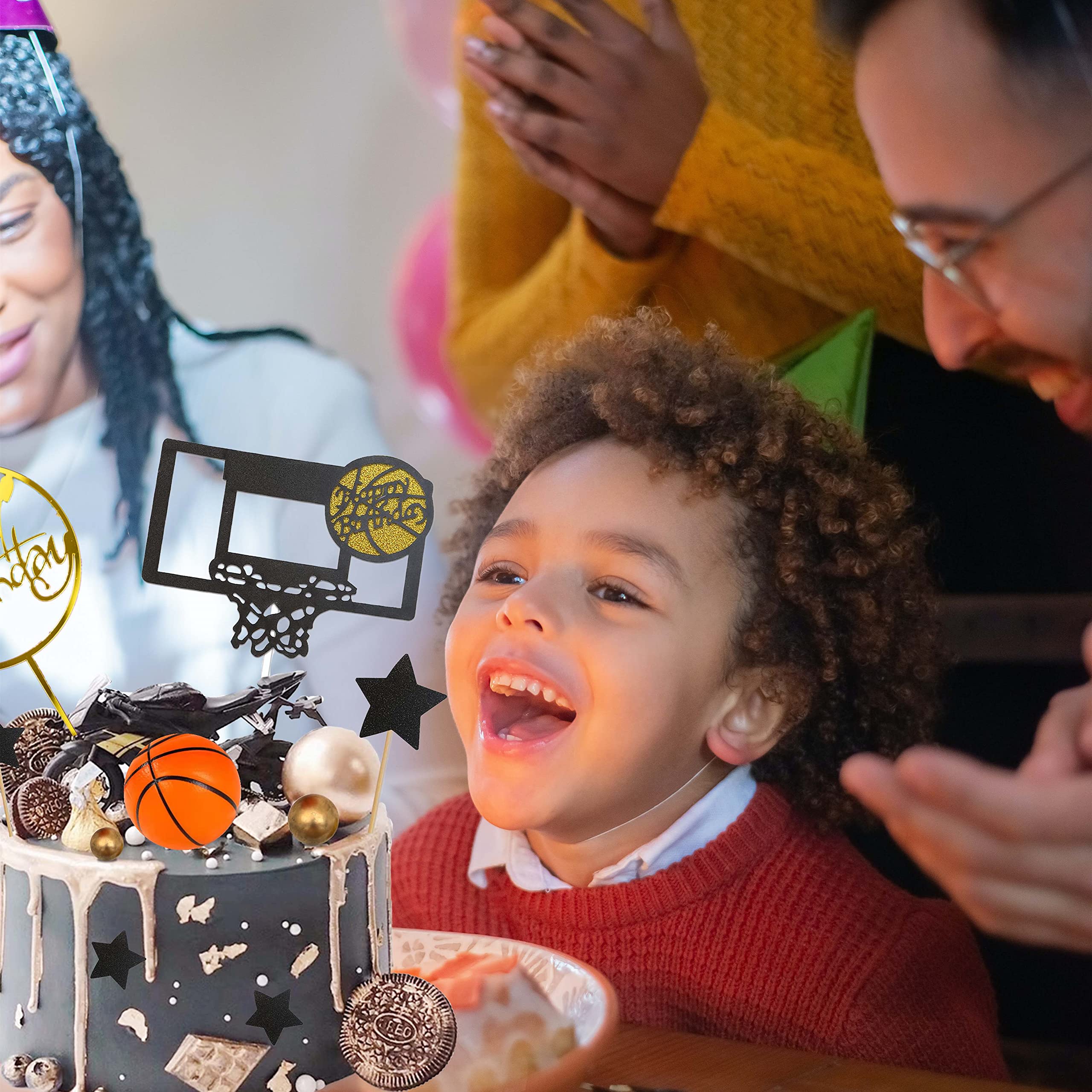 19pcs Basketball Cake Toppers Set with Sneakers & Gold Stars - Perfect for Boys & Men's Birthday Party Cake Decorations | Ideal for Sports-Themed Celebrations, Baby Showers, and Graduation Cakes