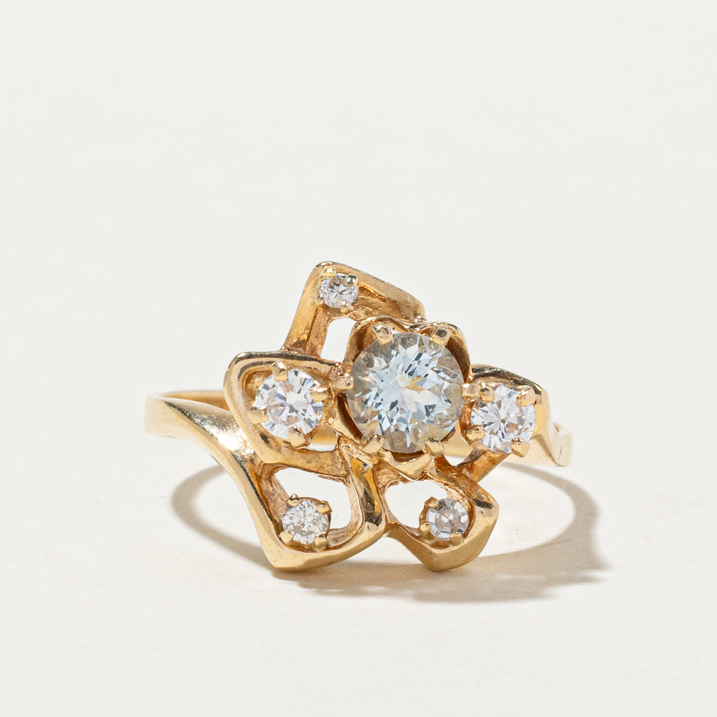 Exquisite 0.50ct Aquamarine & 0.31ct Diamond Cocktail Ring - Size 8 | Vintage Inspired Statement Jewelry for Weddings, Parties & Special Occasions