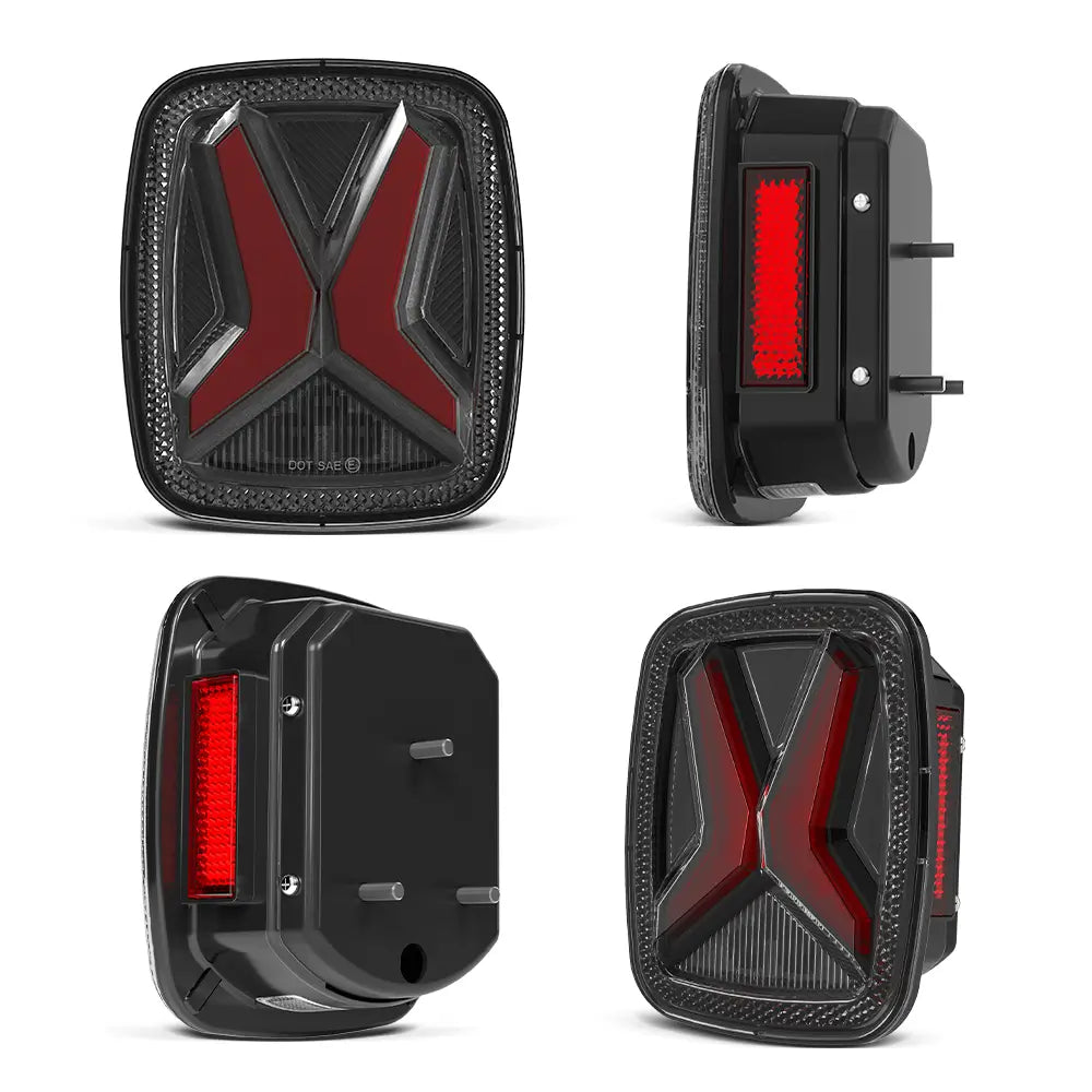 Upgraded LED Brake Tail Lights with License Plate & Side Marker Lights for Jeep Wrangler CJ YJ TJ (1976-2006) - Enhanced Visibility & Safety for Off-Road Adventures & Night Driving