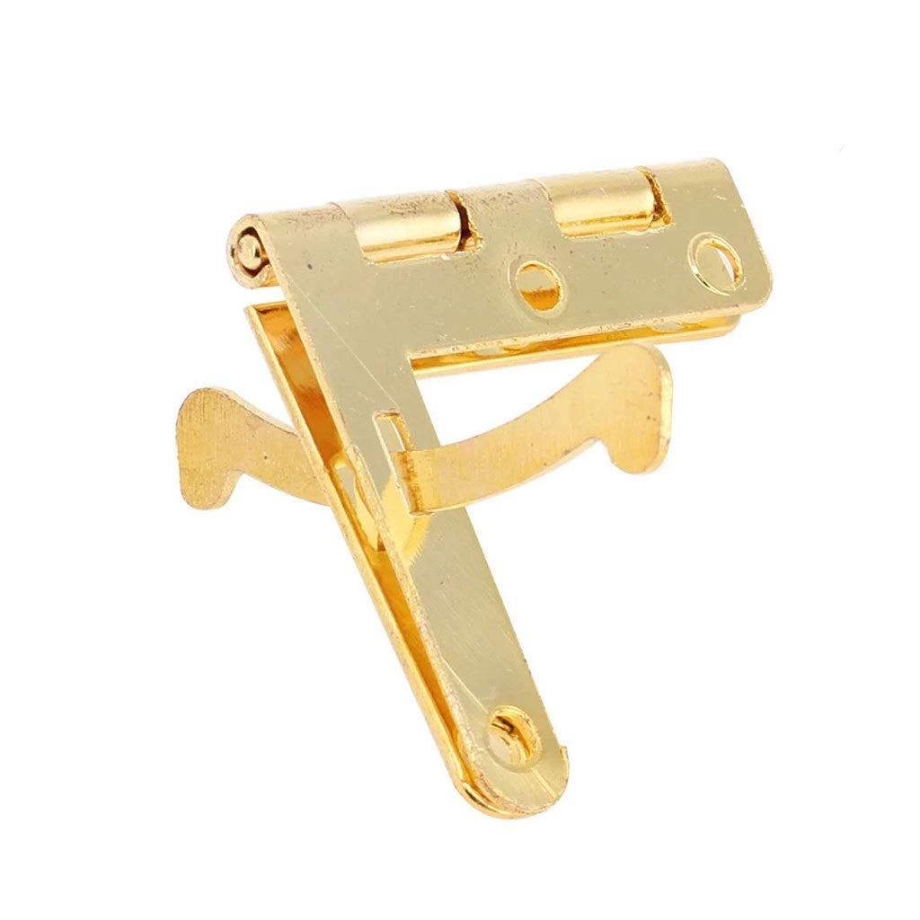 GANFANREN 50Pcs 90 Degree Small Box Hinges - Gold Jewelry Case Hinges, Watch Box Hinges, Wooden Lid Hinges for DIY Cabinets, Jewelry Organizers & Wine Boxes - Durable Rubber Wedge Door Stopper Included