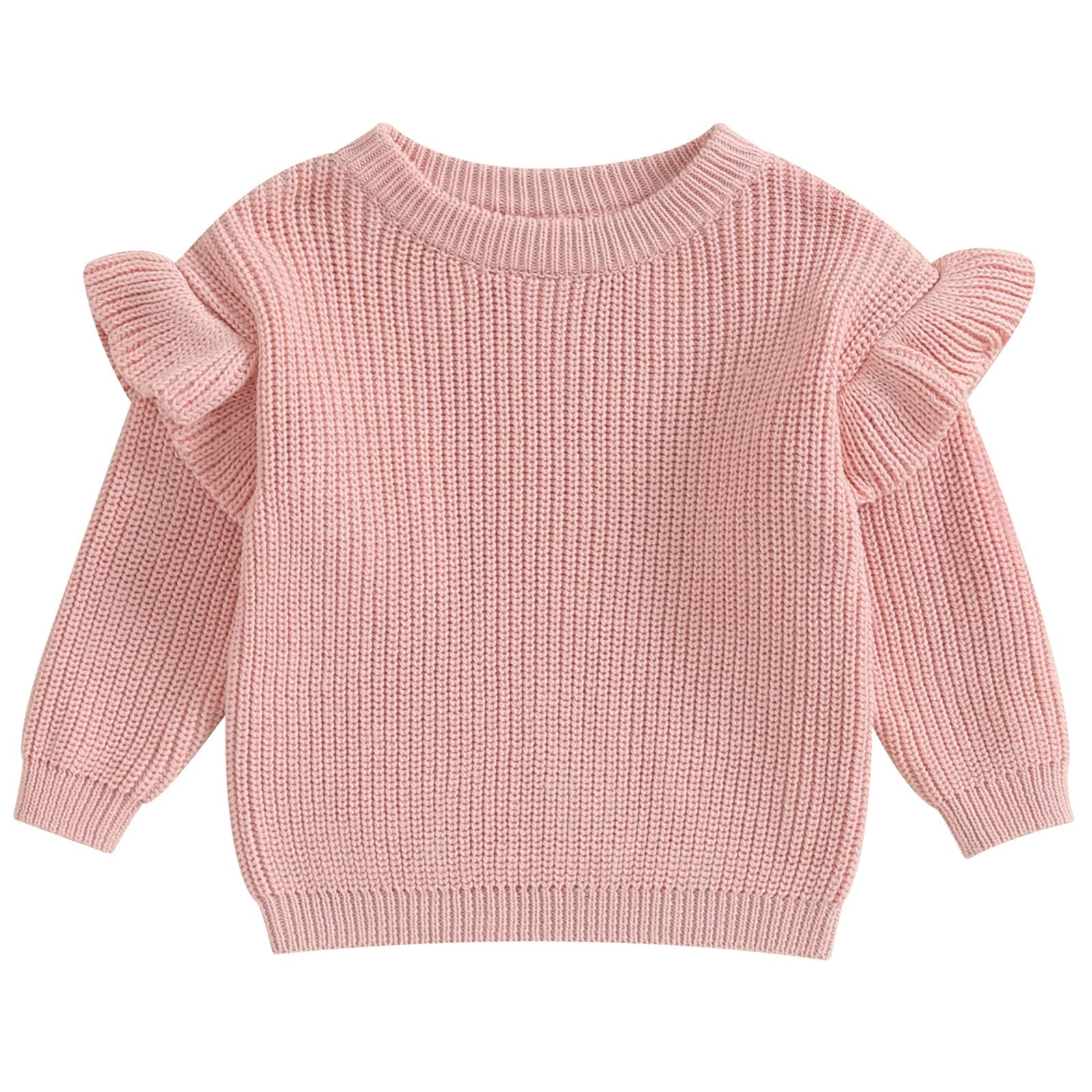 Adorable Baby Girl Winter Sweater - Soft Ruffle Pullover Long Sleeve Top for Toddlers & Newborns | Warm & Cozy Outfit for Holiday Photos, Christmas Gifts & Winter Playdates