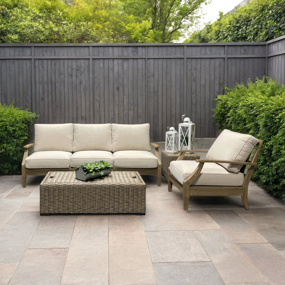 Carter Hall 5-Piece Outdoor Patio Furniture Set - Waterproof Wicker Sofa & Coffee Table for Garden, Backyard, Poolside - Comfortable & Durable All-Weather Use