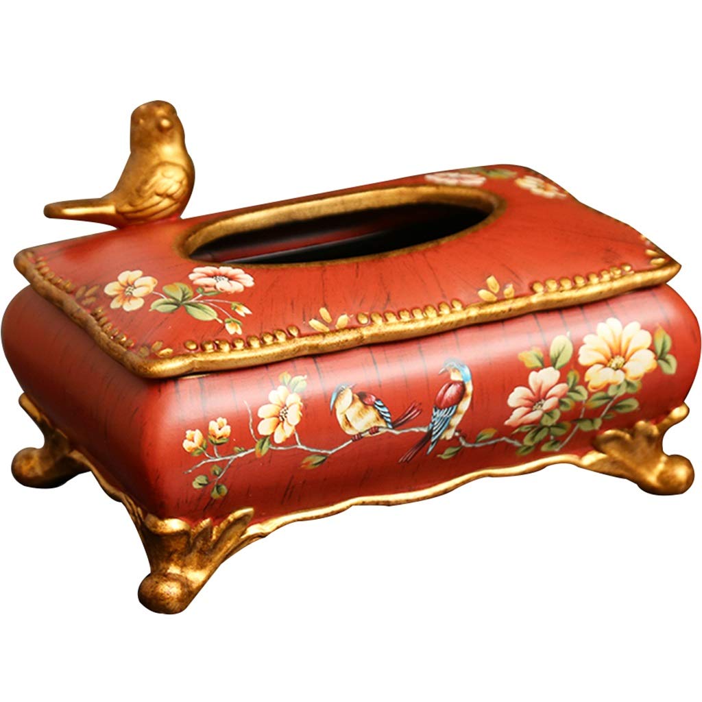 Vintage Style Tissue Box Cover - Decorative American Retro Tissue Holder for Living Room & Coffee Table - Hand-Painted Tissue Storage Box for Home Decor & Art Ornaments | Perfect for Farmhouse, Boho & Rustic Interior Design