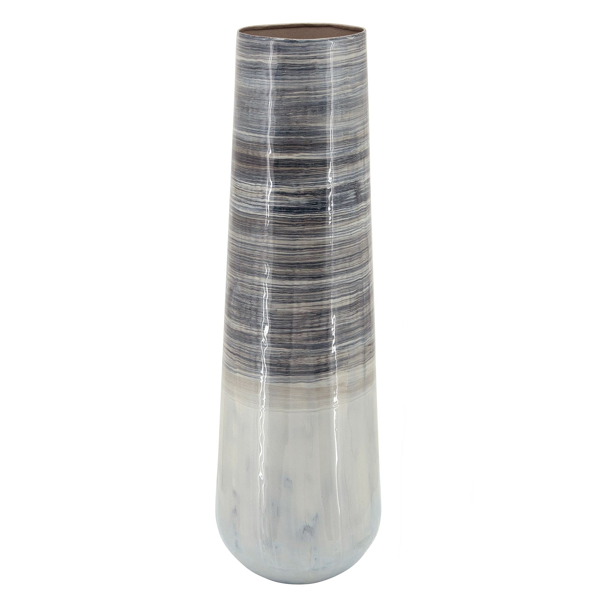 Kingston Living 24 Inch Modern Black and White Ceramic Tabletop Vase - Minimalist Home Decor for Living Room, Dining Table, or Office Desk Centerpiece