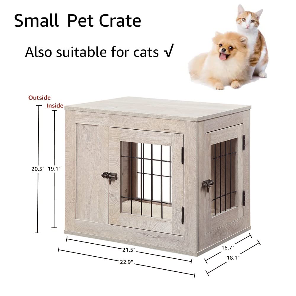 Unipaws Modern Wooden Dog Crate for Small Dogs & Cats - Aesthetic Pet Kennel with Wire Design, Multi-Functional End Table Nightstand (Grey) | Perfect for Living Room, Bedroom & Indoor Pet Housing