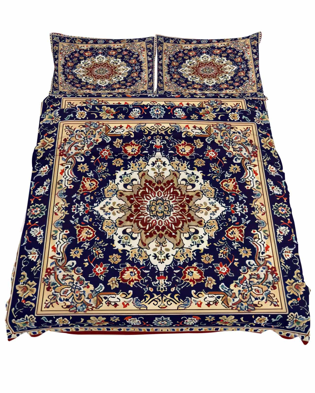Medallion Oriental California King 4-Piece Sheet Set - Boho Tribal Ethnic Floral Breathable Cooling Bedding with Deep Pockets | Luxury Hotel Quality Comfy Sheets for Master Bedroom & Guest Room