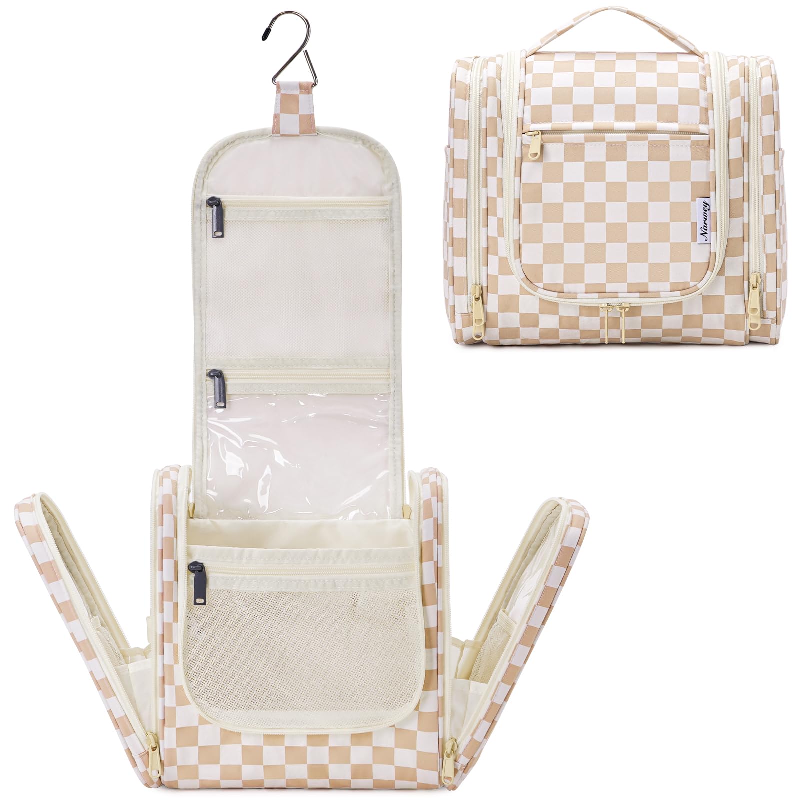 Narwey Hanging Toiletry Bag for Women - Waterproof Travel Makeup Organizer with Multiple Pockets for Cosmetics, Skincare & Essentials - Perfect for Vacation, Gym, Camping & Business Trips