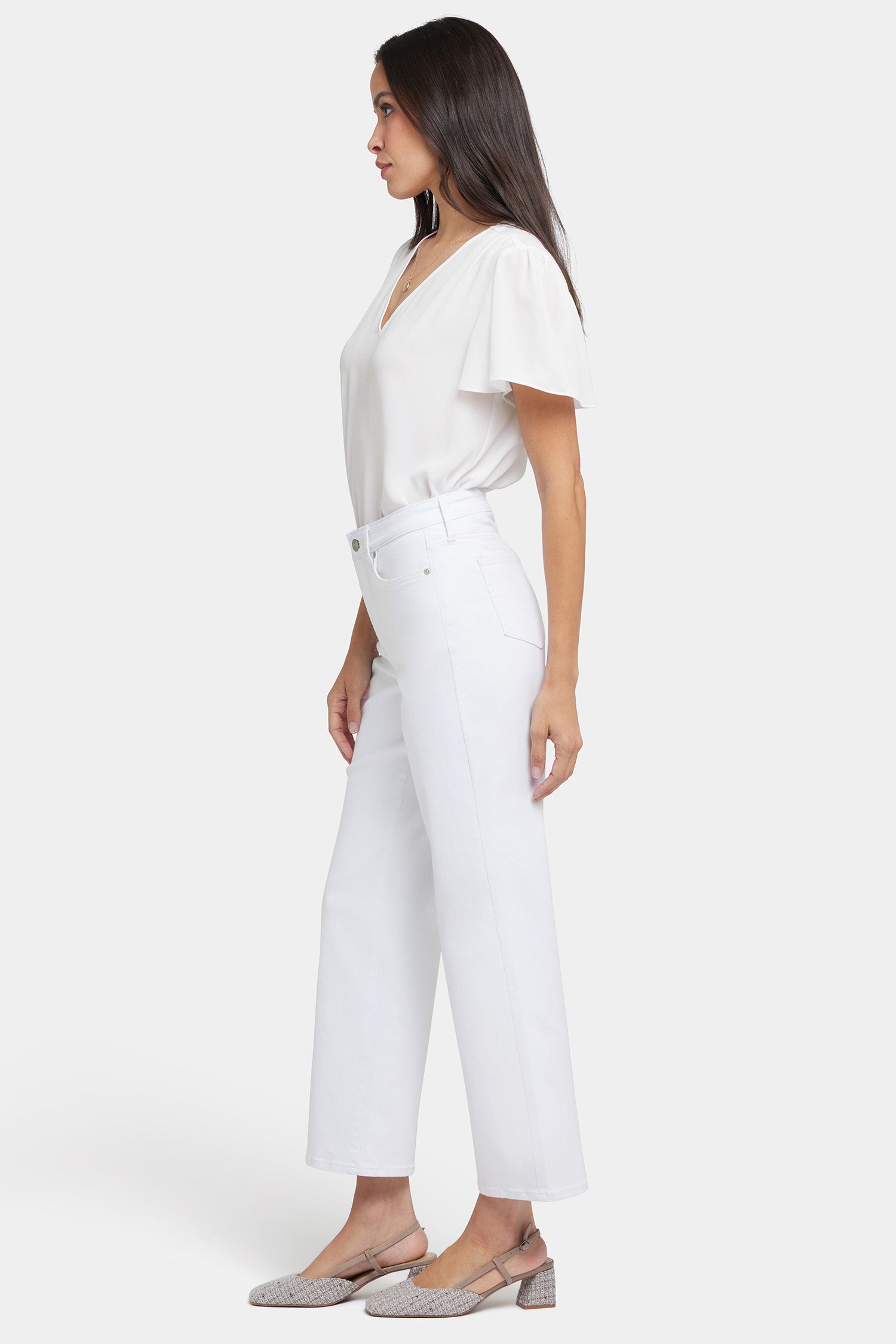 Bailey Relaxed Straight Ankle Jeans for Petite Women | Comfort Stretch Denim Pants in Optic White | Perfect for Casual Wear & Everyday Outfits