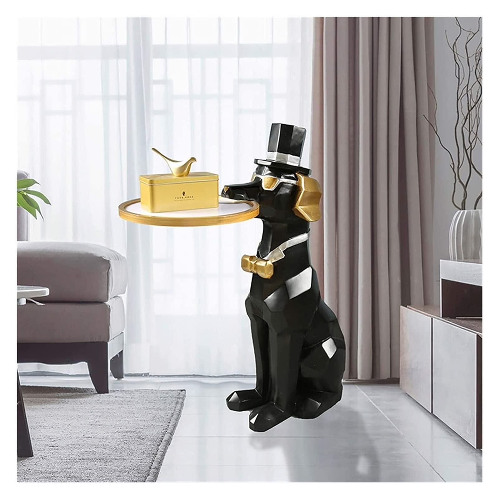 HAOKTSB Nordic Doberman Tissue Box Holder - Decorative Dog Sculpture for Living Room, Study & Hall | Modern Home Decor with Functional Storage | Perfect for Tissue Dispensing & Plant Display (Color: C)