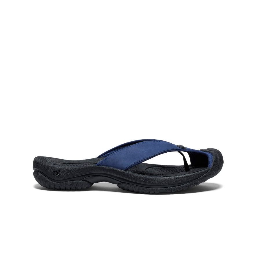 Men's Waimea Leather Flip Flops - Comfortable & Stylish Sandals for Summer | Navy Blue & Black | Perfect for Beach, Pool, and Casual Wear