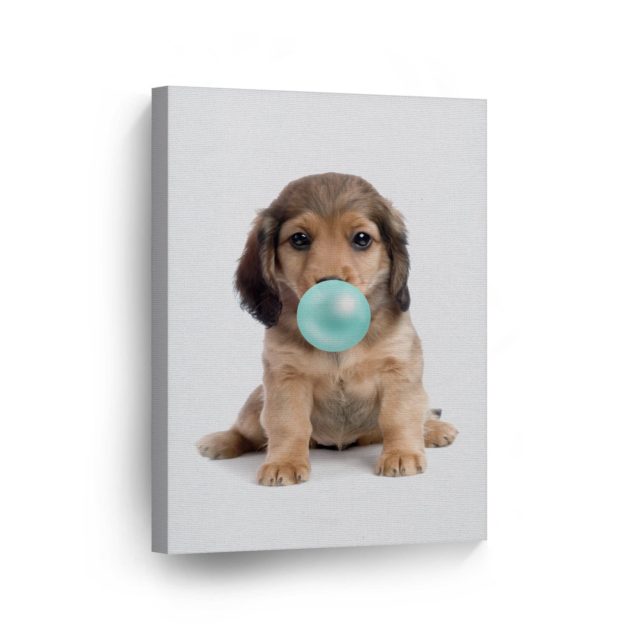 Vibrant Dachshund Dog Chewing Bubble Gum Canvas Wall Art Print - Pet Lover Gift, Pop Art Decor for Office, Living Room, Bedroom & Nursery (40x30 Inches) - Perfect for Animal Lovers & Home Decor