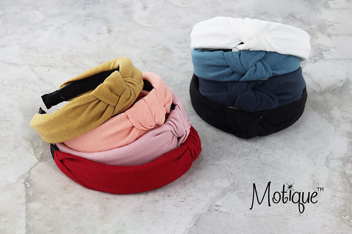 Soft Textured Cotton Knot Headband Wide Turban Headband for Women and Girls - Red, Perfect for Yoga, Workouts, and Casual Styling