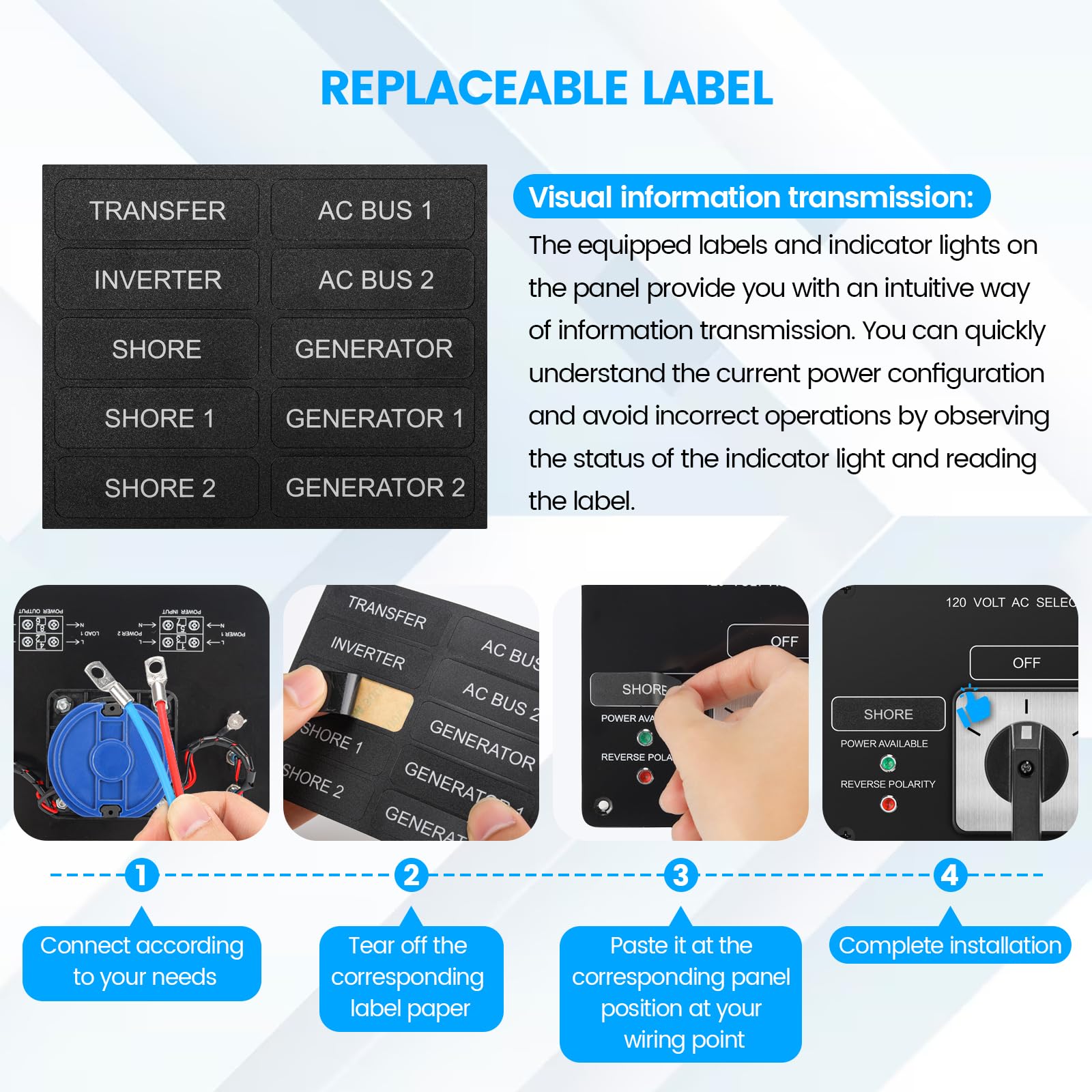 2 Position AC Rotary Switch Panel - 120V 30A Selector Switch with Reverse Polarity LED Indicator for Home & Industrial Electrical Control - Perfect for HVAC, Motor Control, and Power Distribution Systems