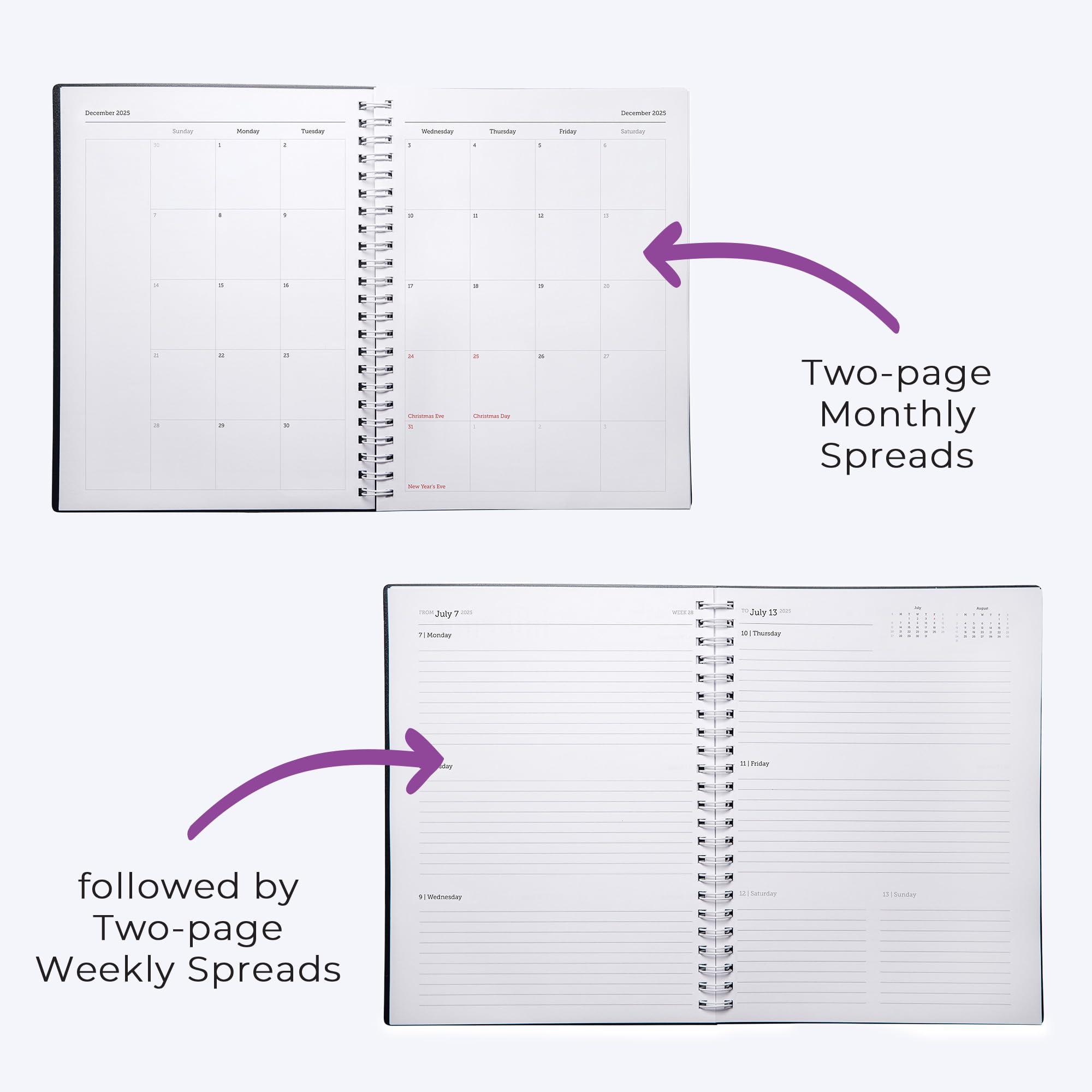 WallDeca 2025 Weekly & Monthly Planner - Jan to Dec 2025 with Flexible Cover, Notes Pages & Twin-Wire Binding | 8 x 6 Inch Compact Size | Perfect for Students, Professionals & Home Office Organization