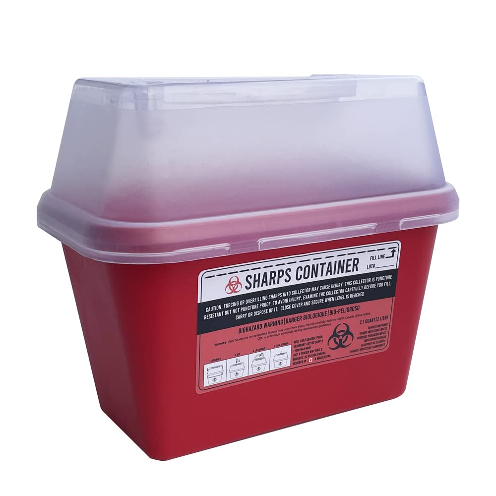 Professional & Home Use Sharps Container - 1 Quart or 2 Quart Needle & Syringe Disposal - Safe Medical Waste Disposal for Clinics, Hospitals & Diabetic Care (2-Pack 2 Quart/2 Liter)