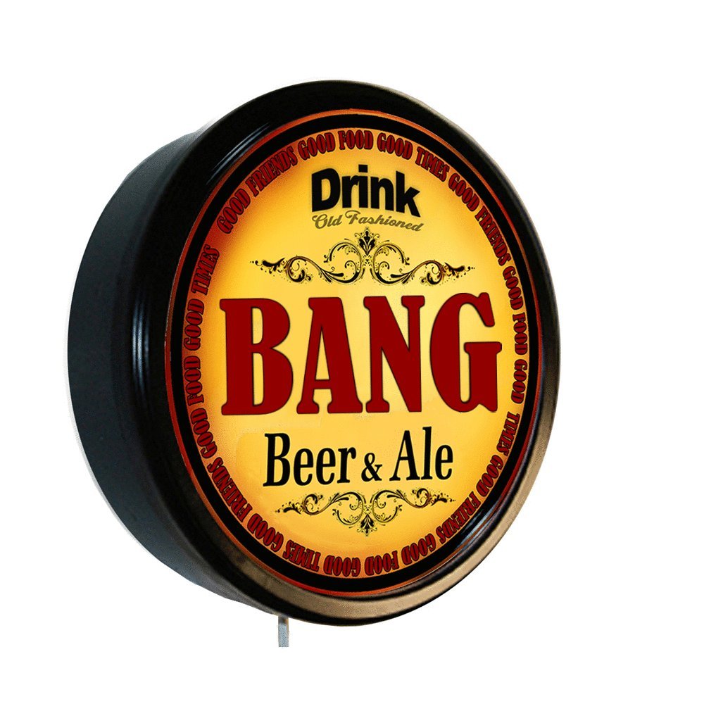 Vintage Golden Oldies Clocks Bang Beer & Ale Cerveza Lighted Wall Sign - Retro Bar Decor for Home, Pub, Man Cave & Game Room