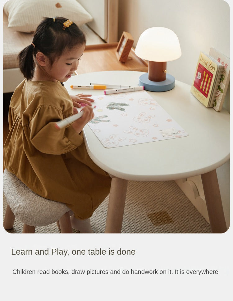 Handmade Birch Solid Wood Kids Study Desk - Ergonomic Peanut-Shaped Table for Children's Learning, Writing & Drawing - Perfect for Home, Classroom & Playroom
