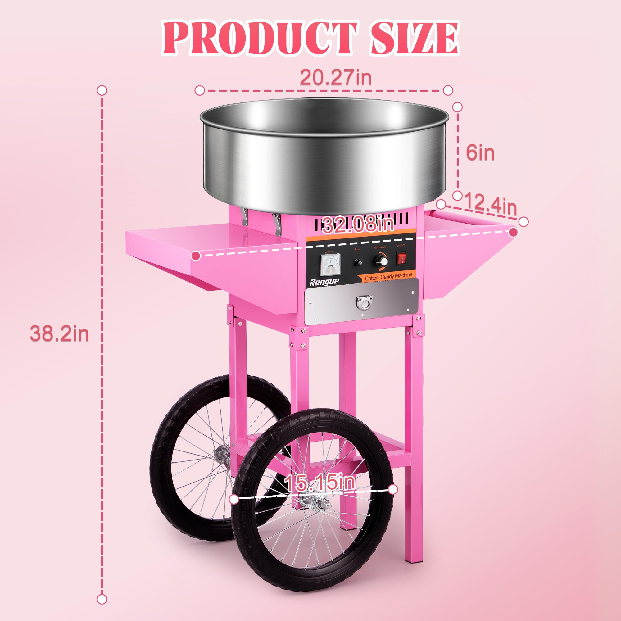 Commercial Cotton Candy Machine 1000W - Electric Candy Floss Maker with Stainless Steel Bowl, Sugar Scoop & Storage Drawer - Perfect for Birthday Parties, Carnival Events, Family Gatherings & Kids' Festivals