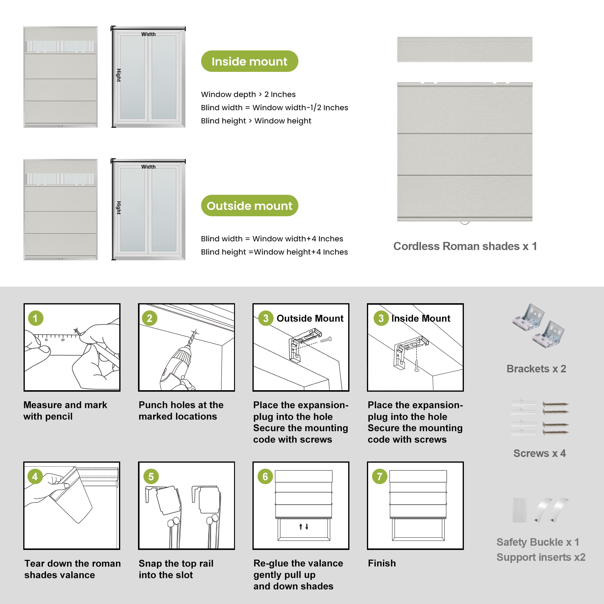 Blackout Cordless Roman Shades for Windows - Top Down Bottom Up, Thermal Insulated Window Blinds, Easy to Install (47
