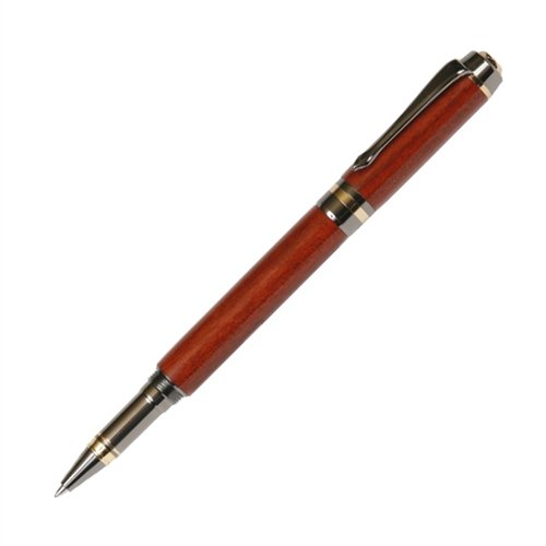 Premium Lanier Pens Elite Rollerball Pen - Gun Metal Finish with Bloodwood Accent - Luxury Writing Instrument for Office, Business Gifts & Executive Use