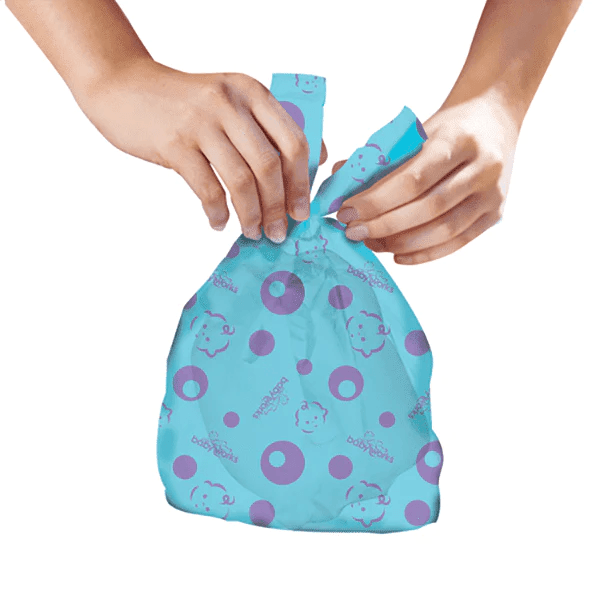 Baby Works Scented Disposable Diaper Bags - 50 Pack | Odor-Controlling & Convenient for Travel, Daycare & On-the-Go Parents